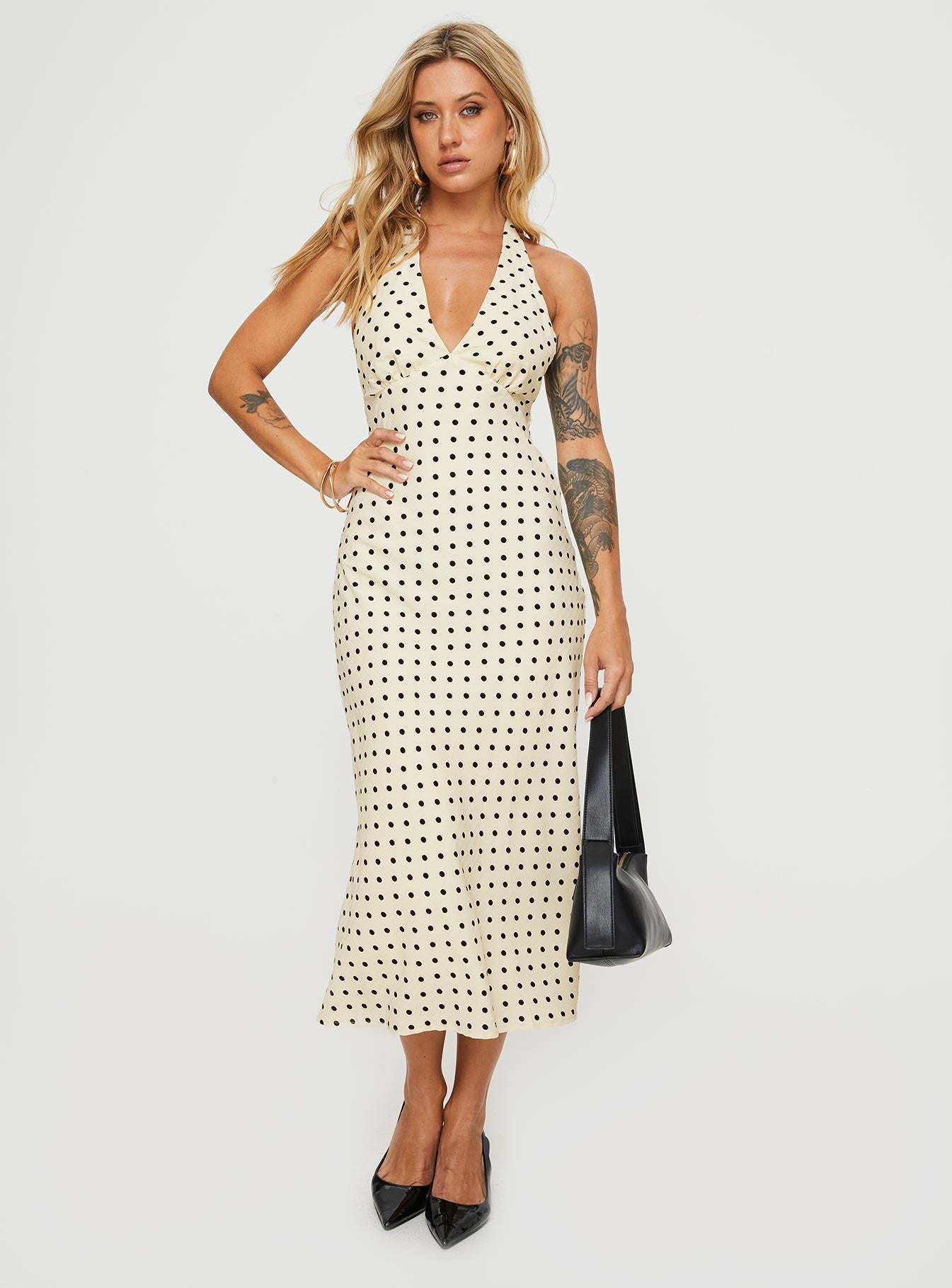Kimbelle Halter Maxi Dress Cream / Polka Dot - Image 3