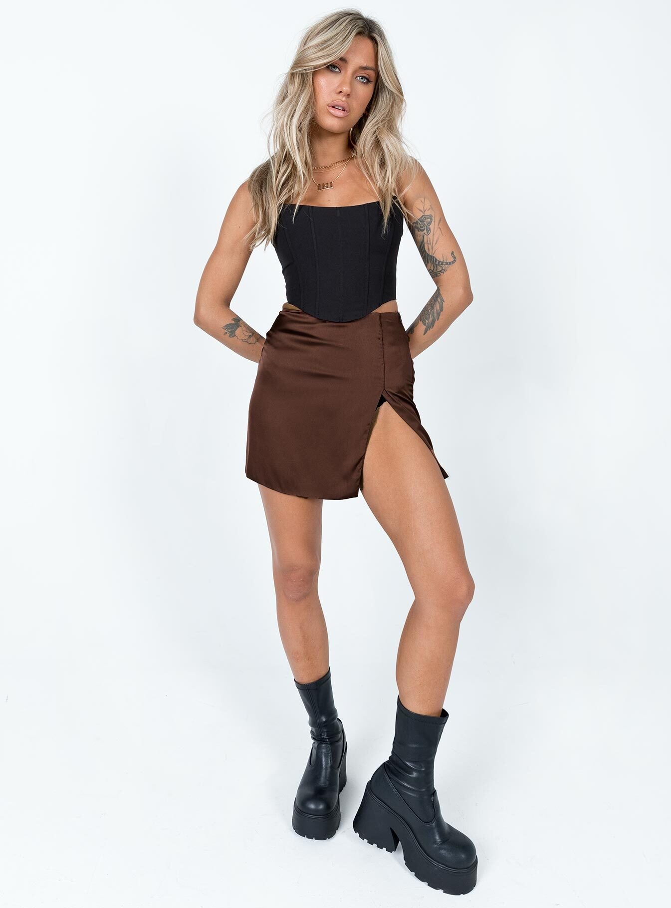 The Smith Mini Skirt Brown - Image 3