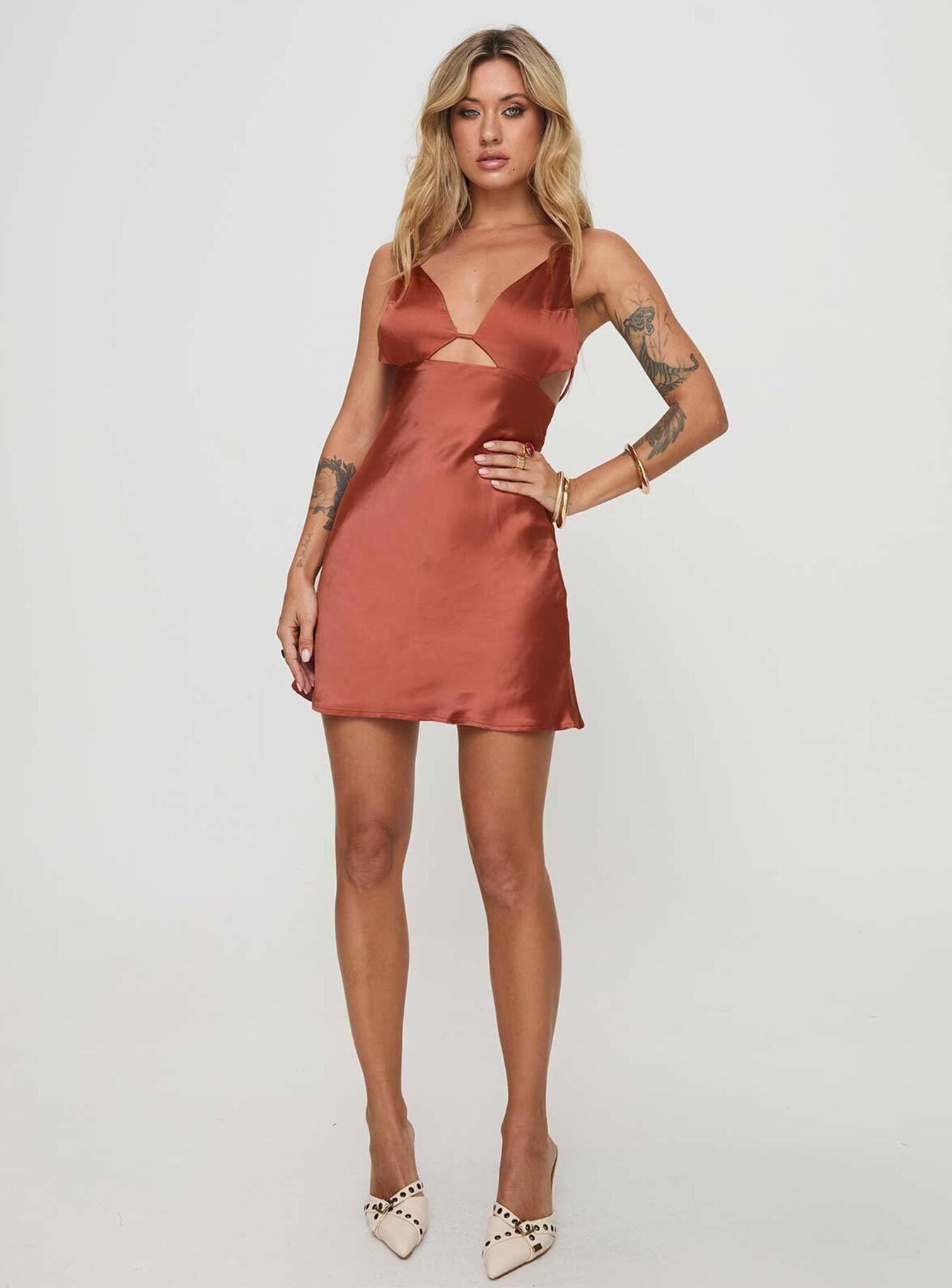 Alexo Mini Dress Rust - Image 2