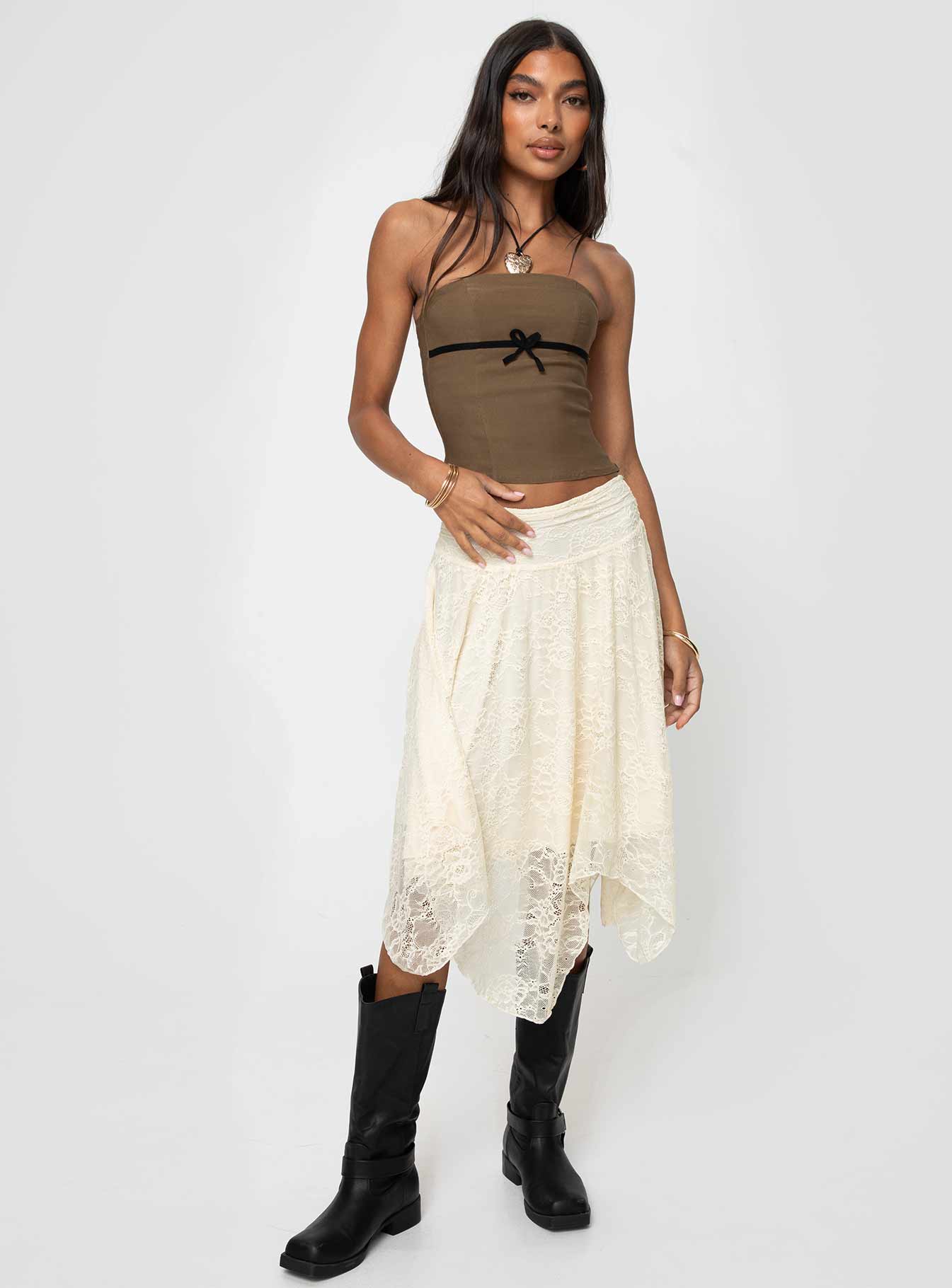 Enslee Midi Skirt Cream - Image 3