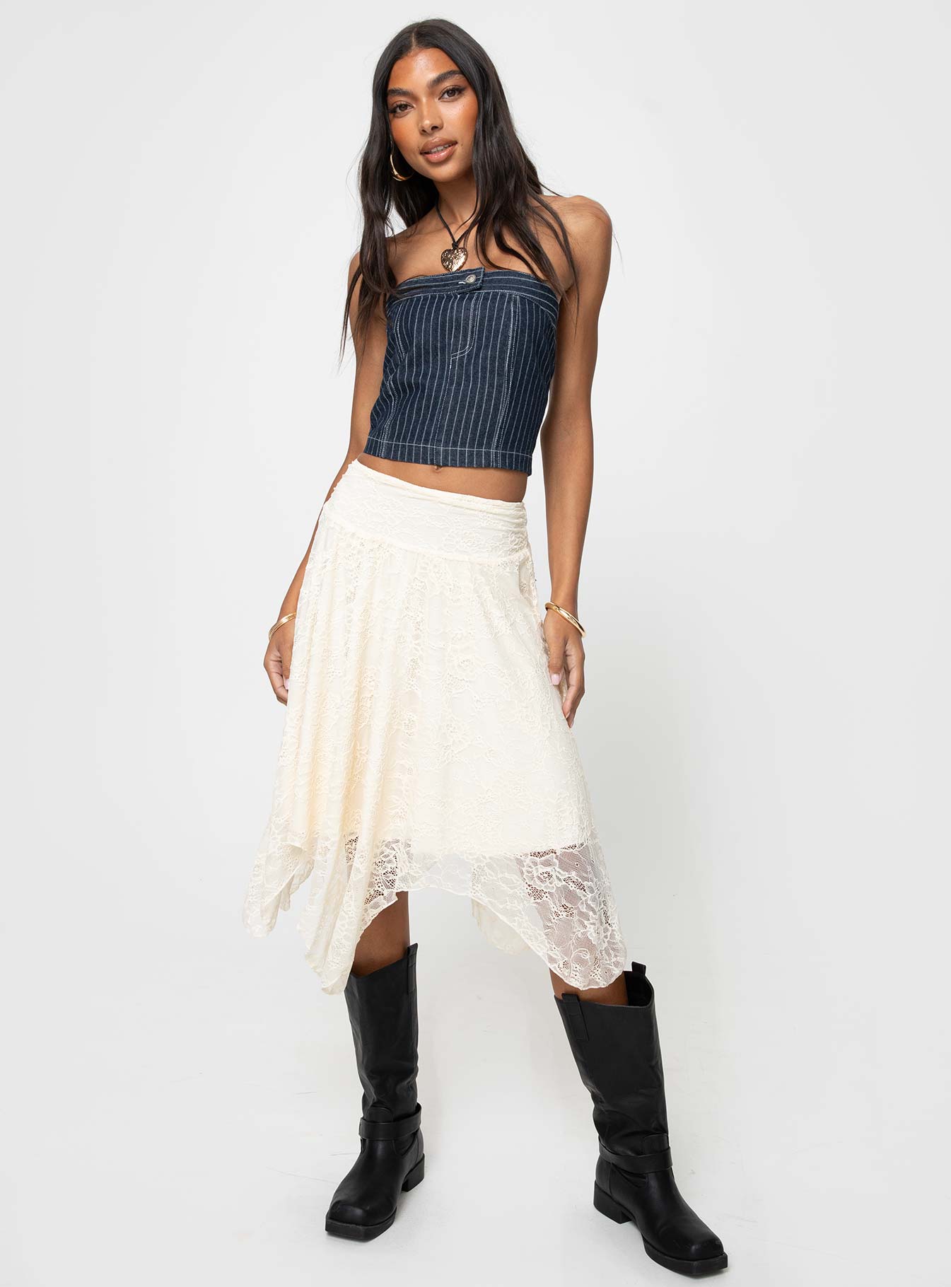 Grier Strapless Denim Top Indigo - Image 3