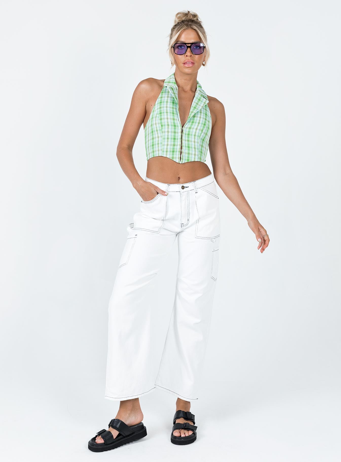 Everest Vest Top Green Check - Image 2