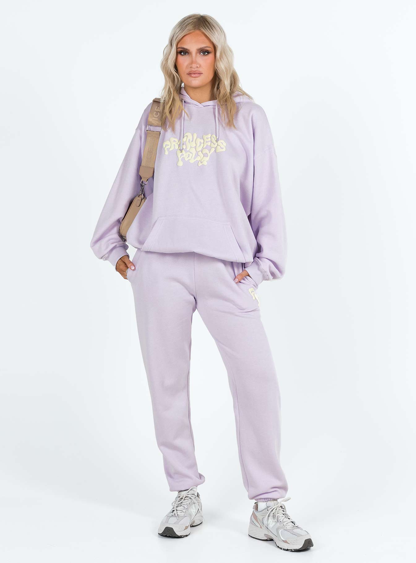 Princess Polly Hooded Sweatshirt Squiggle Text Dusty Mauve / Eggshell - Image 3