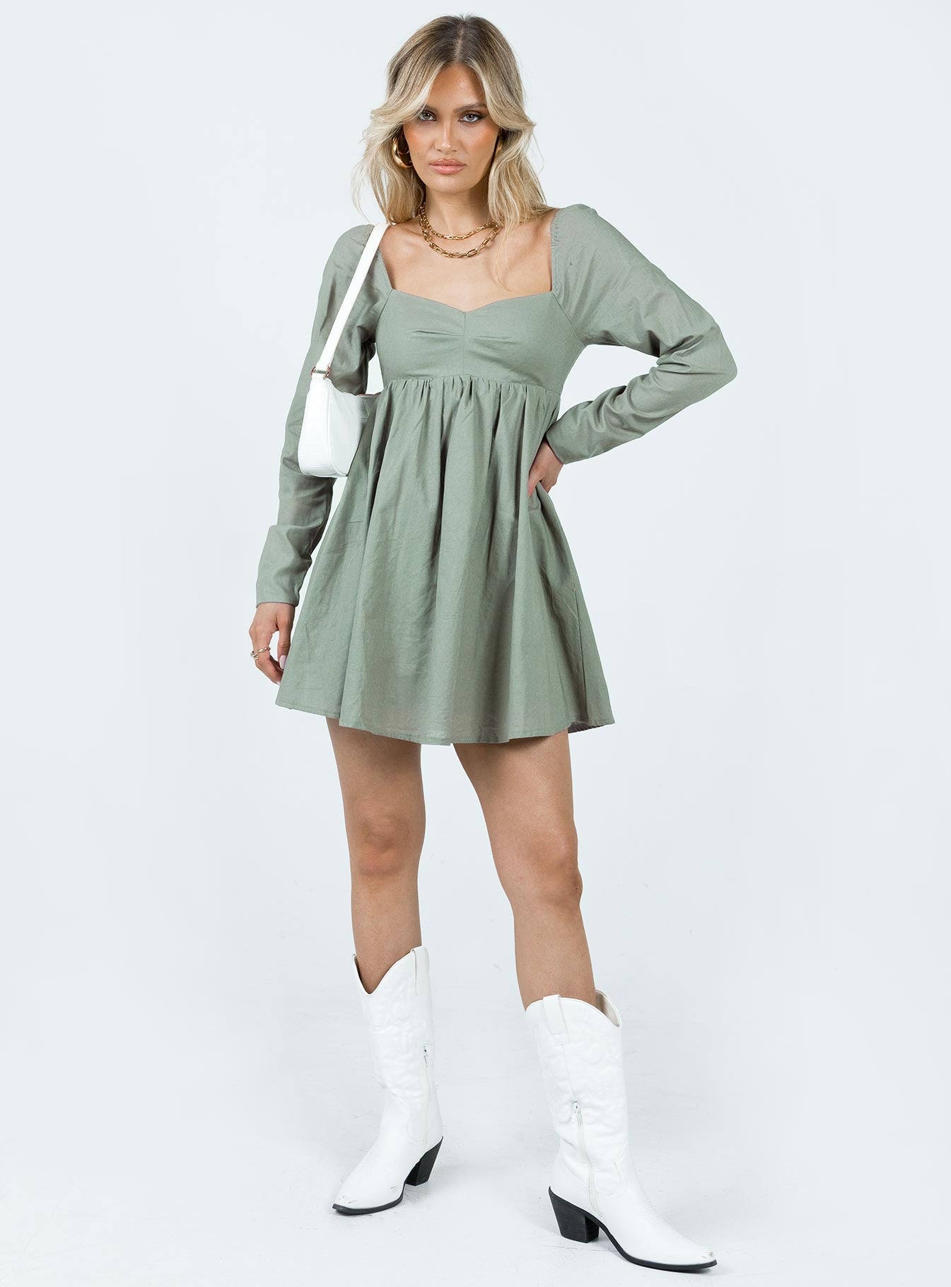 Vikki Mini Dress Sage - Image 2