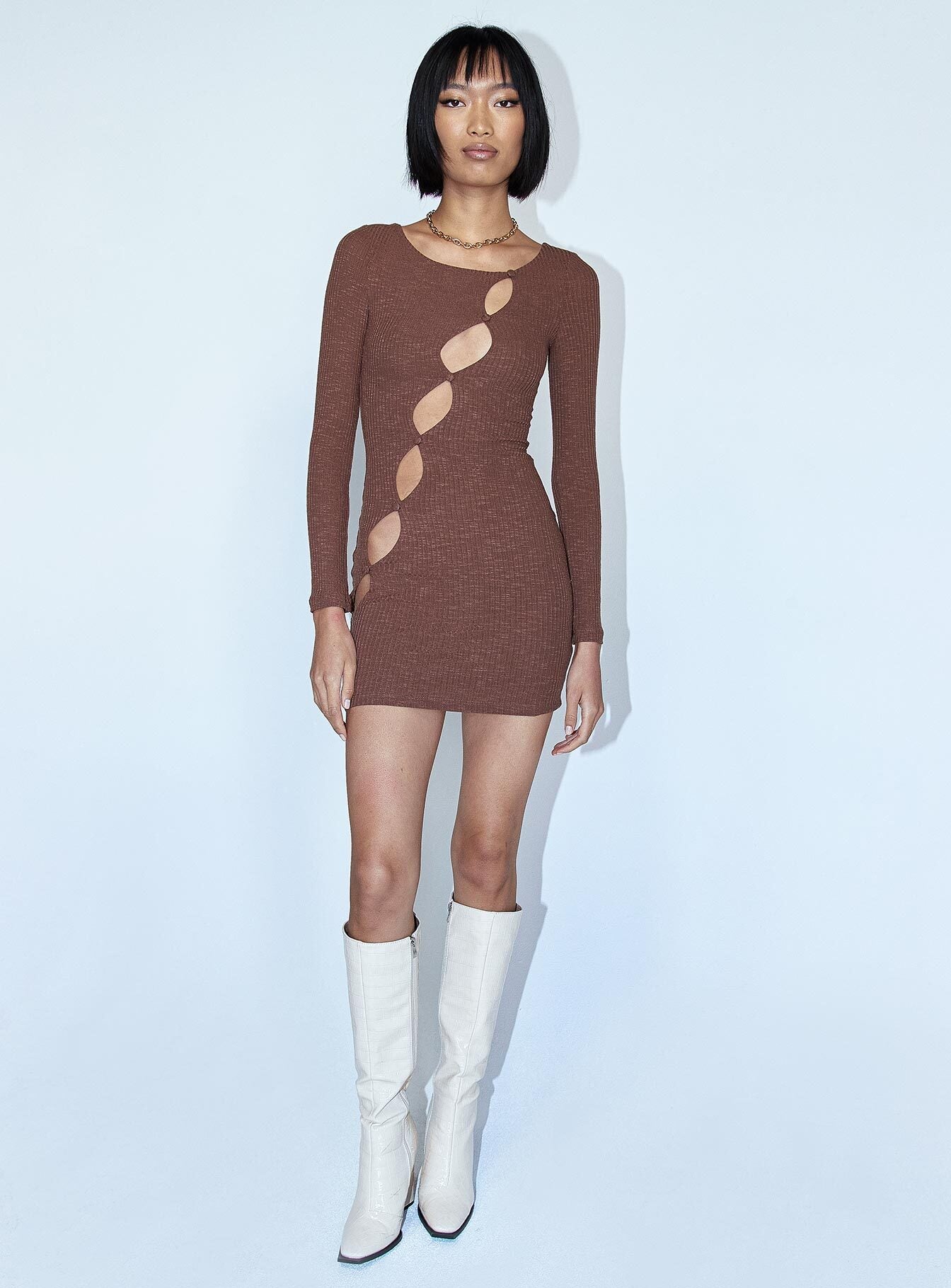 Jonty Mini Dress Chocolate - Image 3