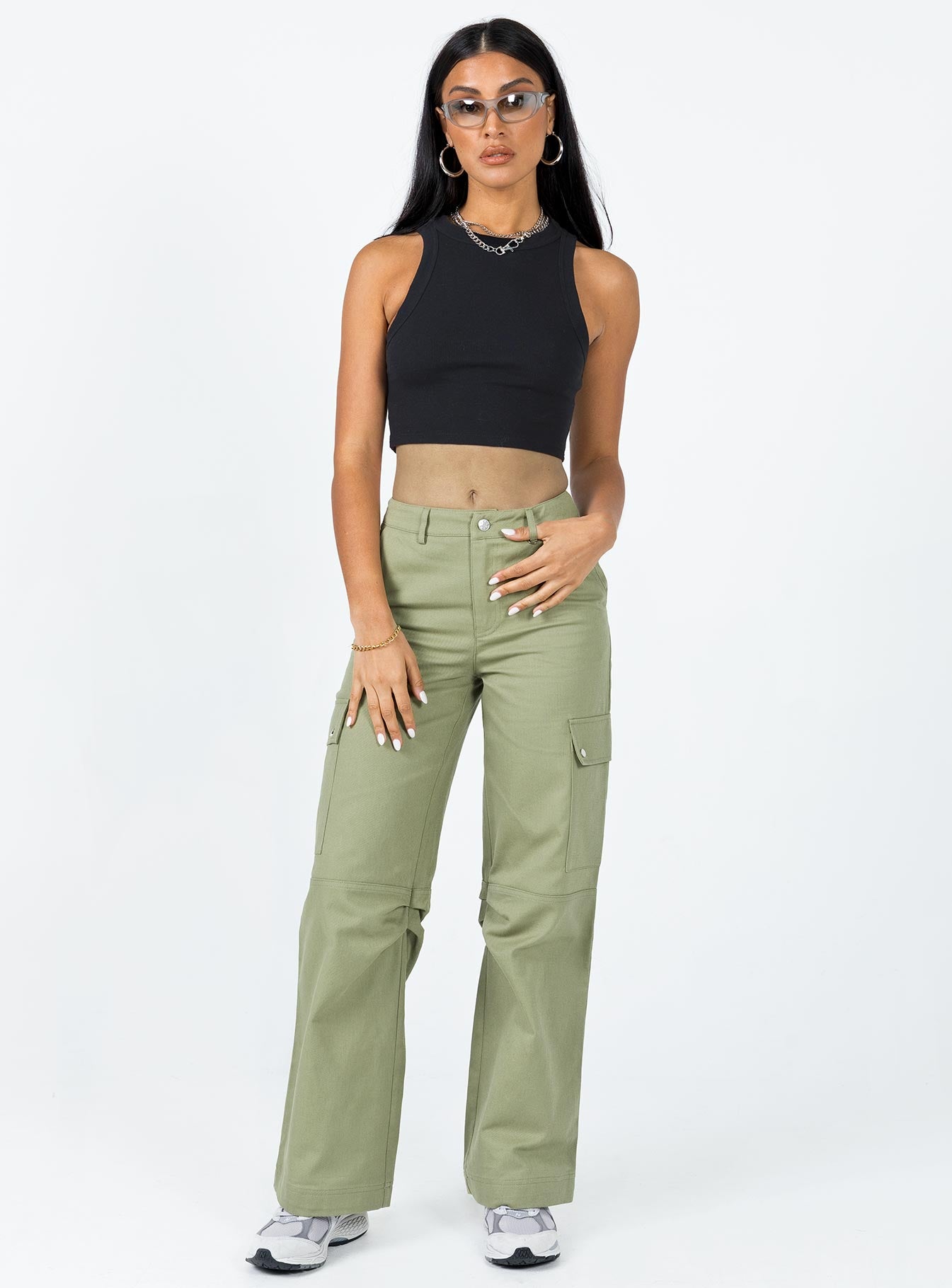 Fallout Mid Rise Cargo Pants Green - Image 4