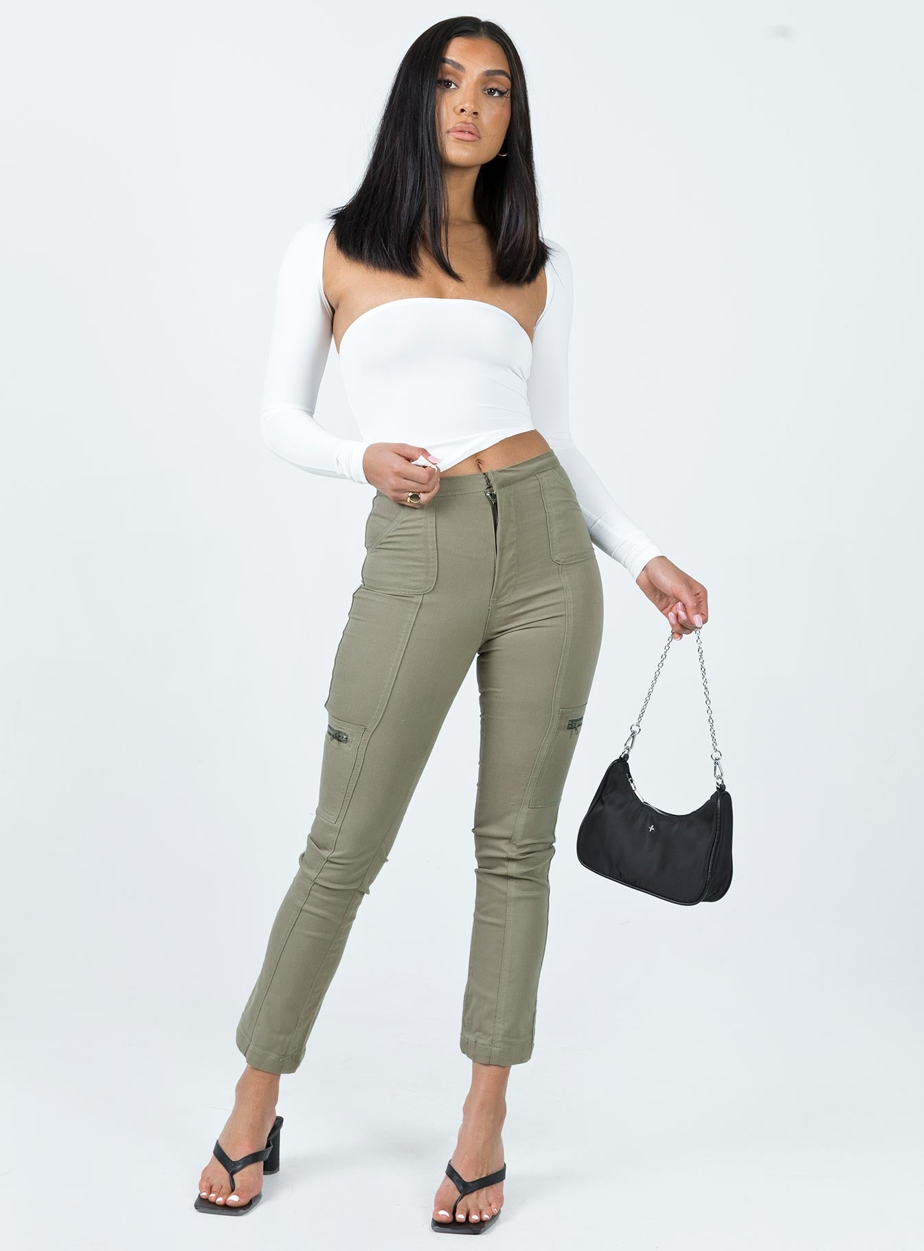 In Line Straight Leg Cargo Pants Green - Image 2