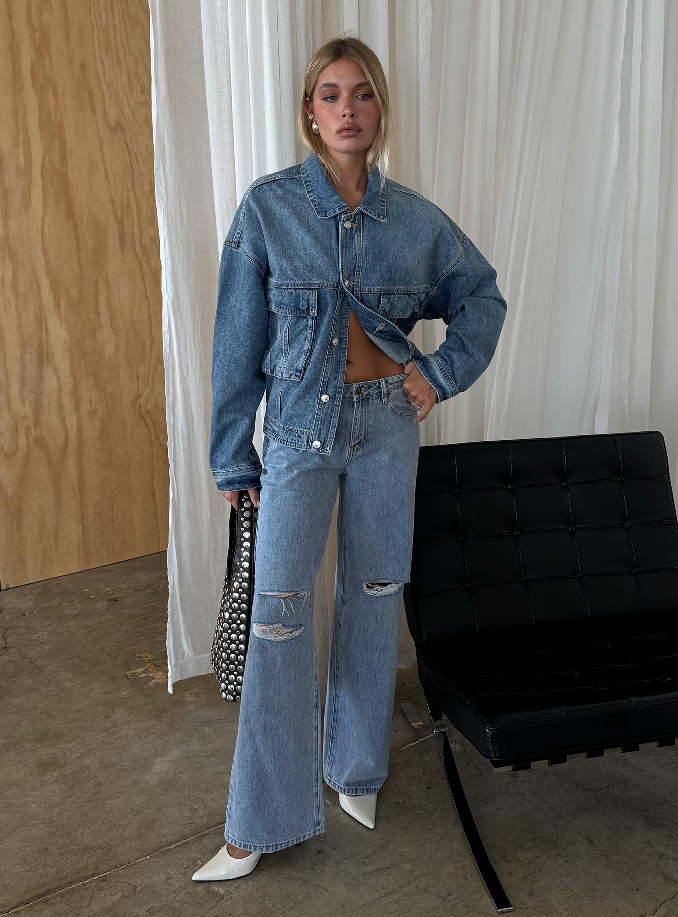 Kier Oversized Jacket Denim Mid Wash - Image 11