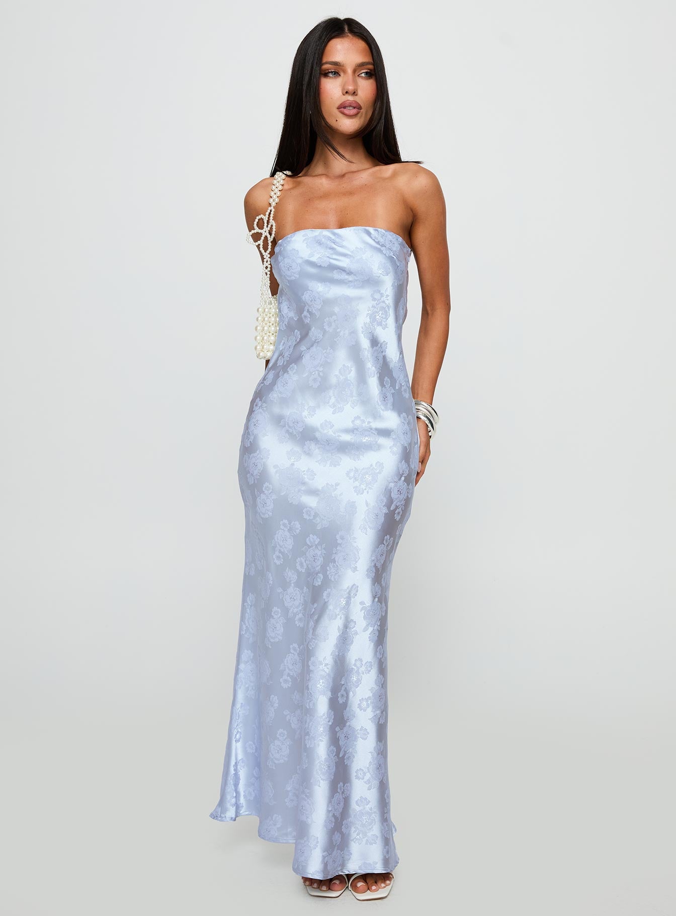Haley Maxi Dress Blue Jacquard - Image 3