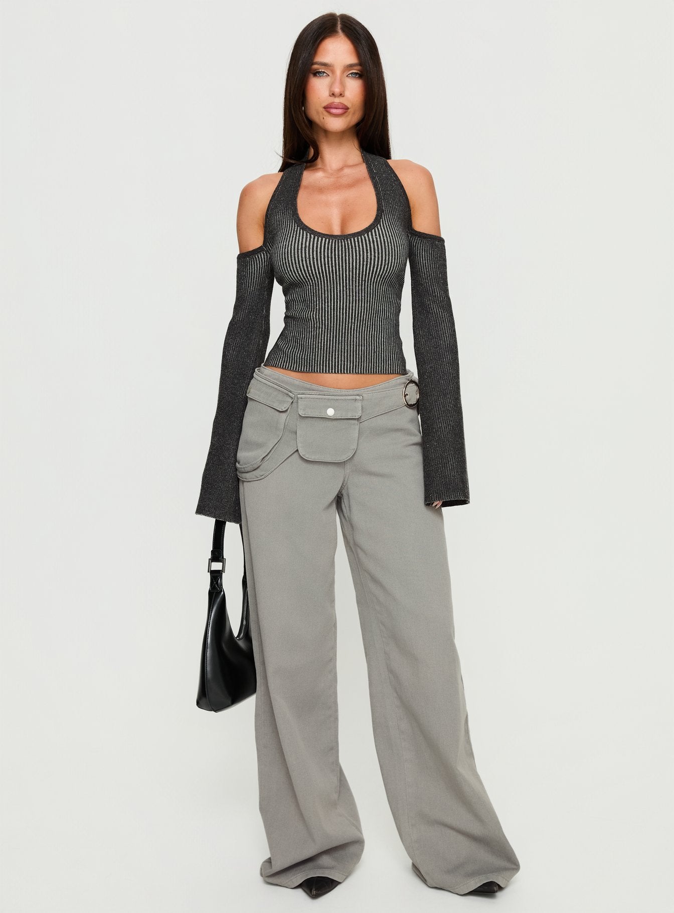 Novelia Halter Long Sleeve Top Black - Image 2