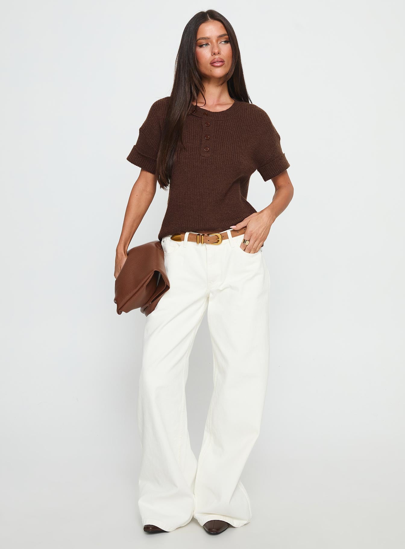 Ramos Low Rise Wide Leg Jeans White - Image 3