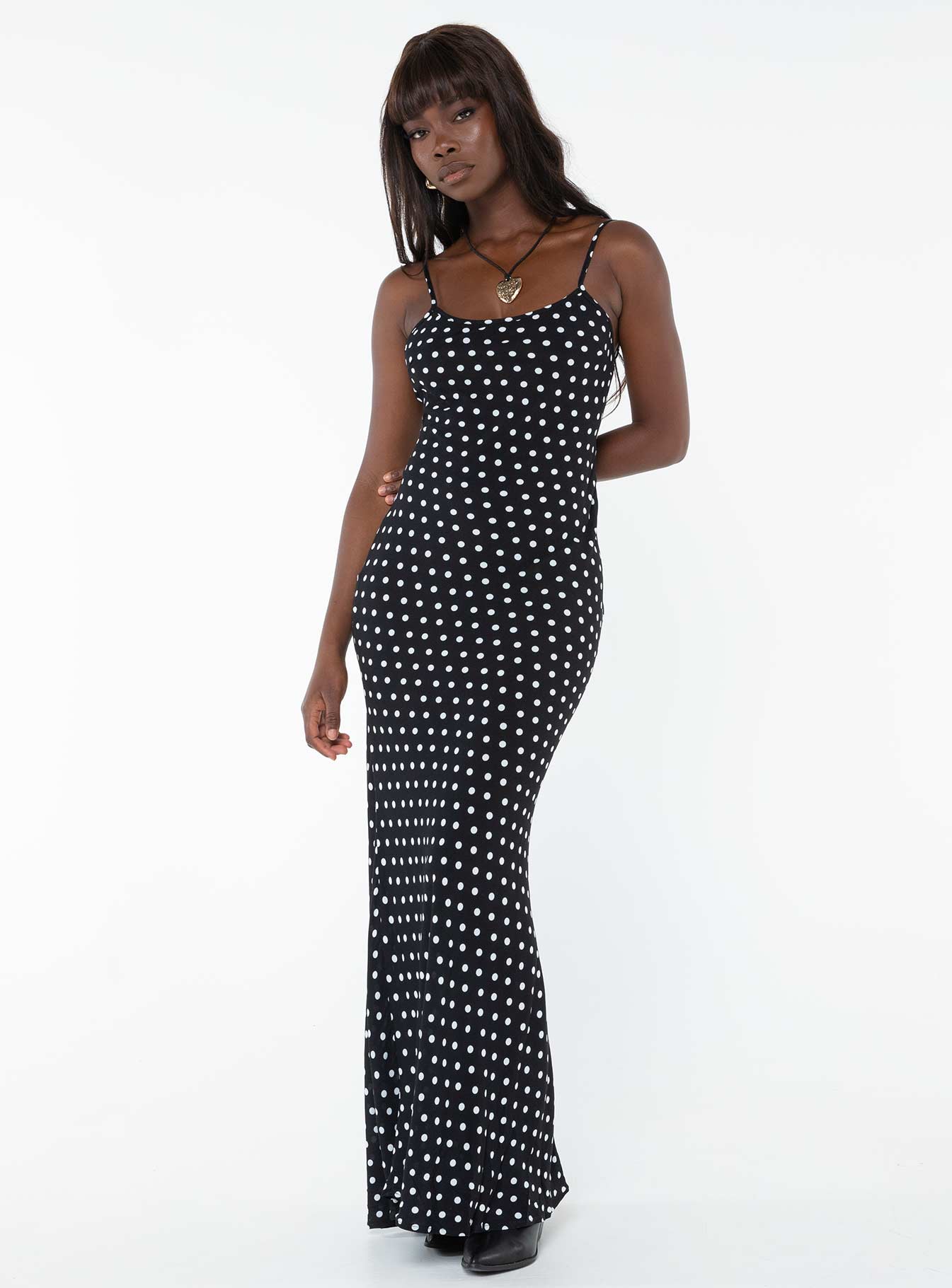 Luncheon Maxi Dress Black Polka Dot - Image 3