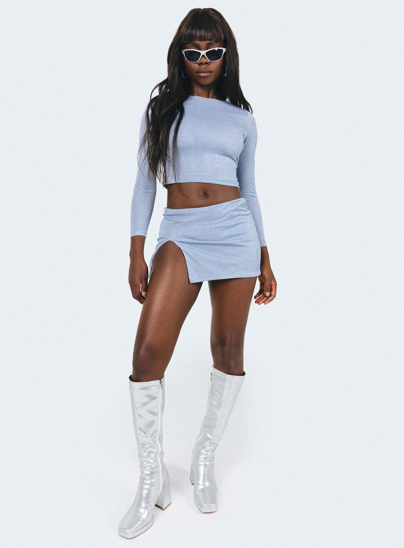 Bold Move Long Sleeve Top Blue Lurex - Image 2