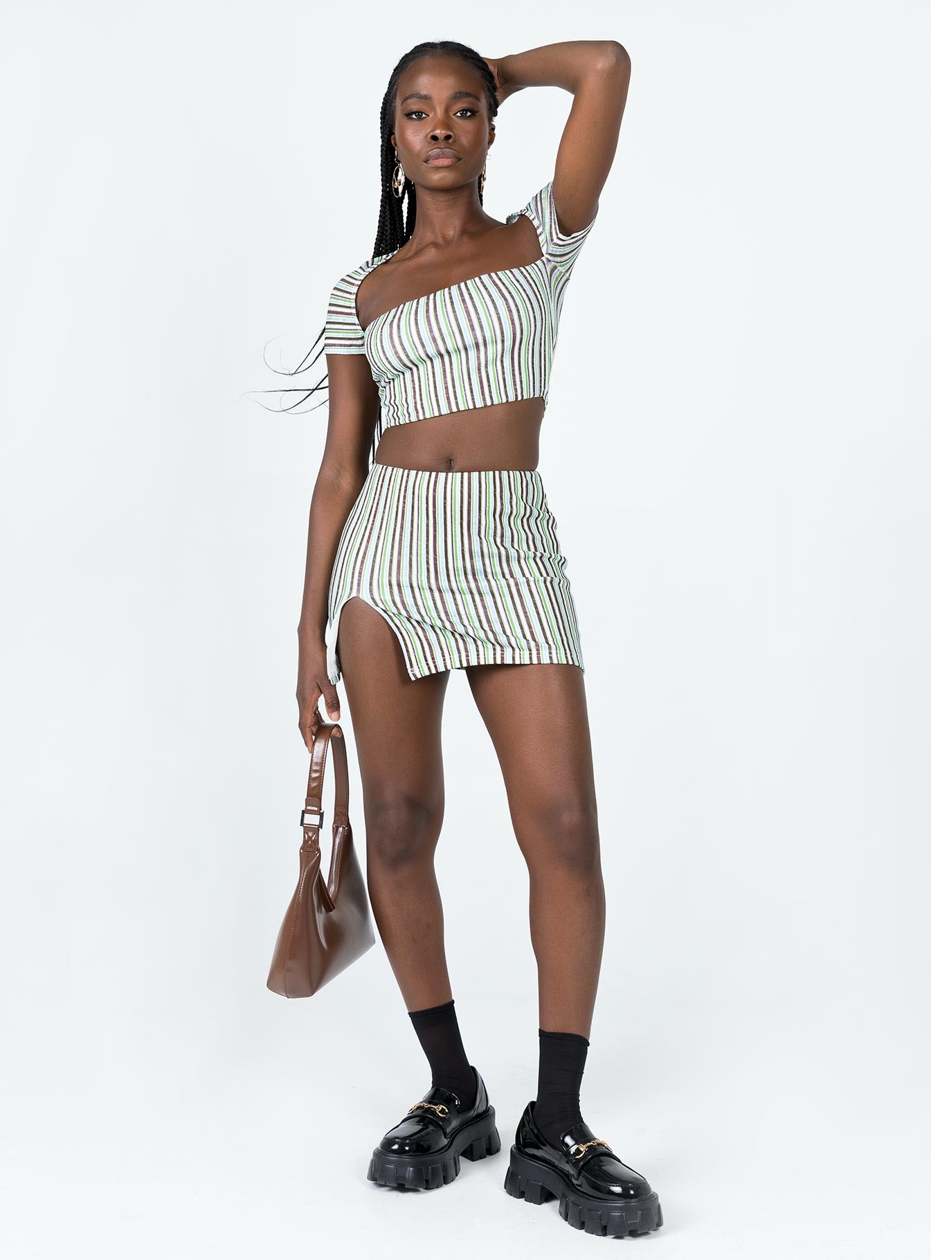 Anni Stripe Mini Skirt Multi - Image 3