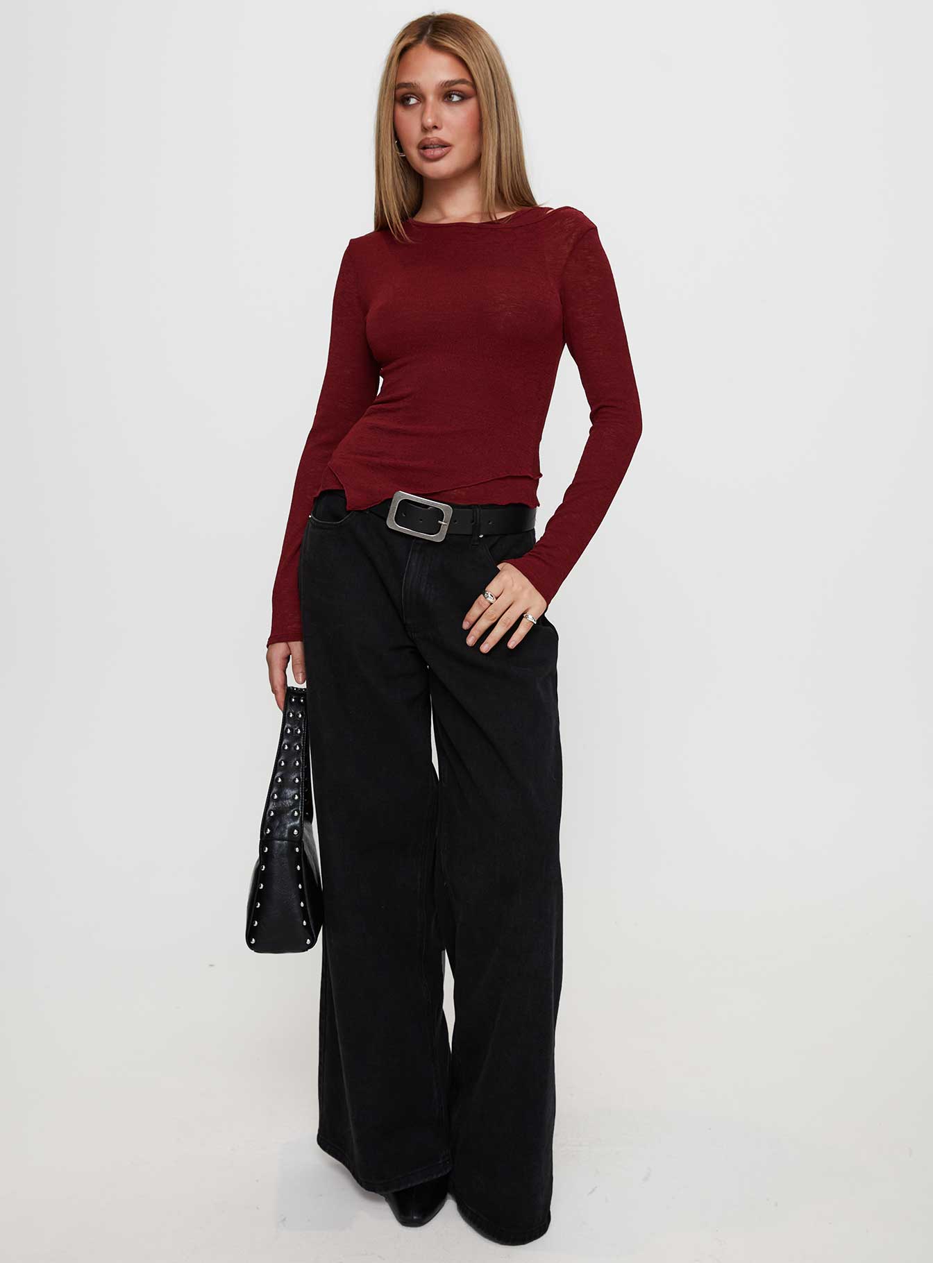 Lefort Long Sleeve Top Burgundy - Image 2
