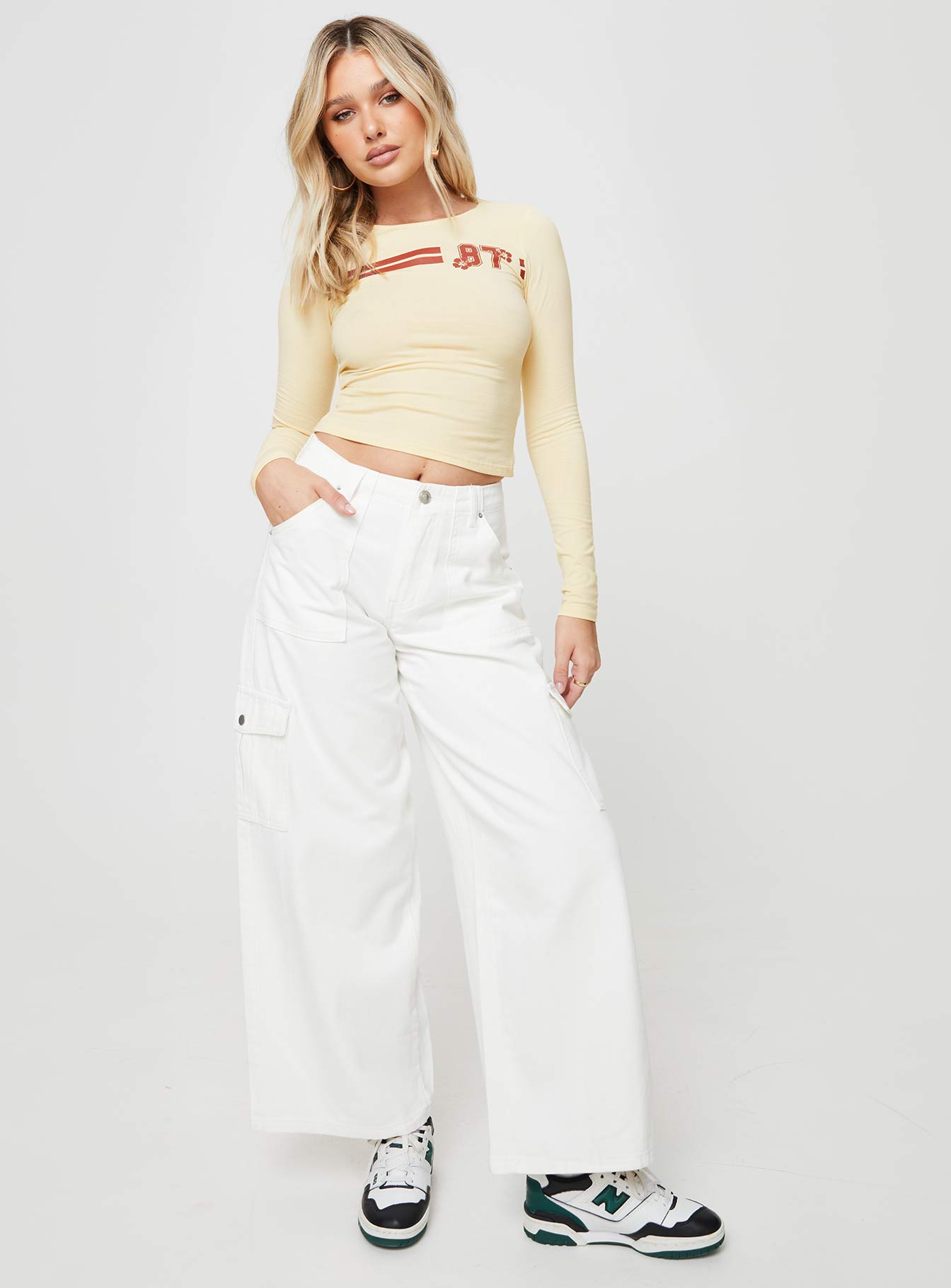 87 Racer Long Sleeve Top Cream - Image 3