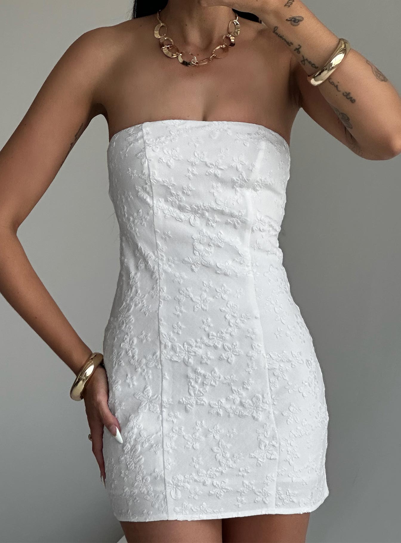 Anja Mini Dress White - Image 7