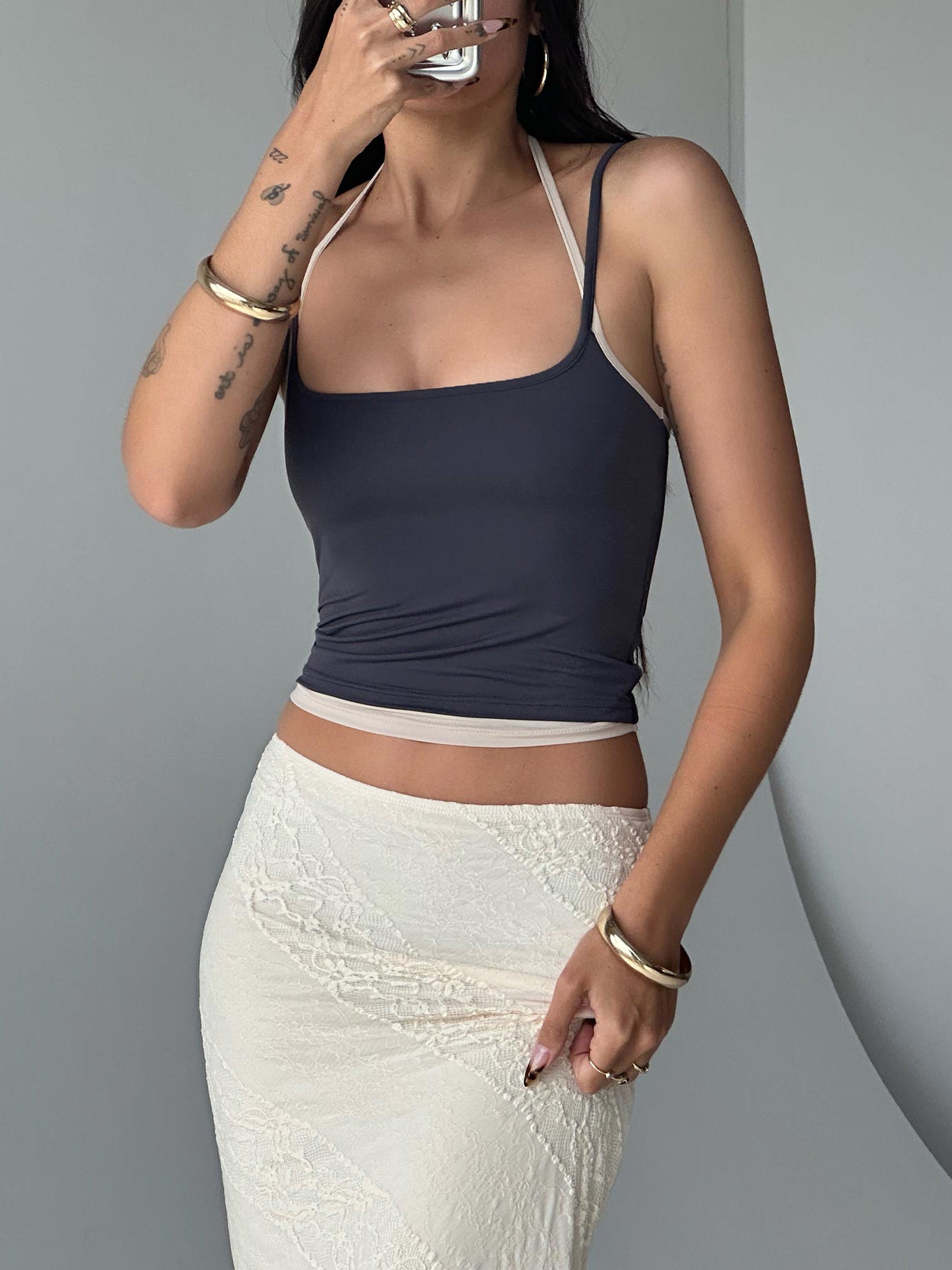Premier Layered Tank Top Slate - Image 6