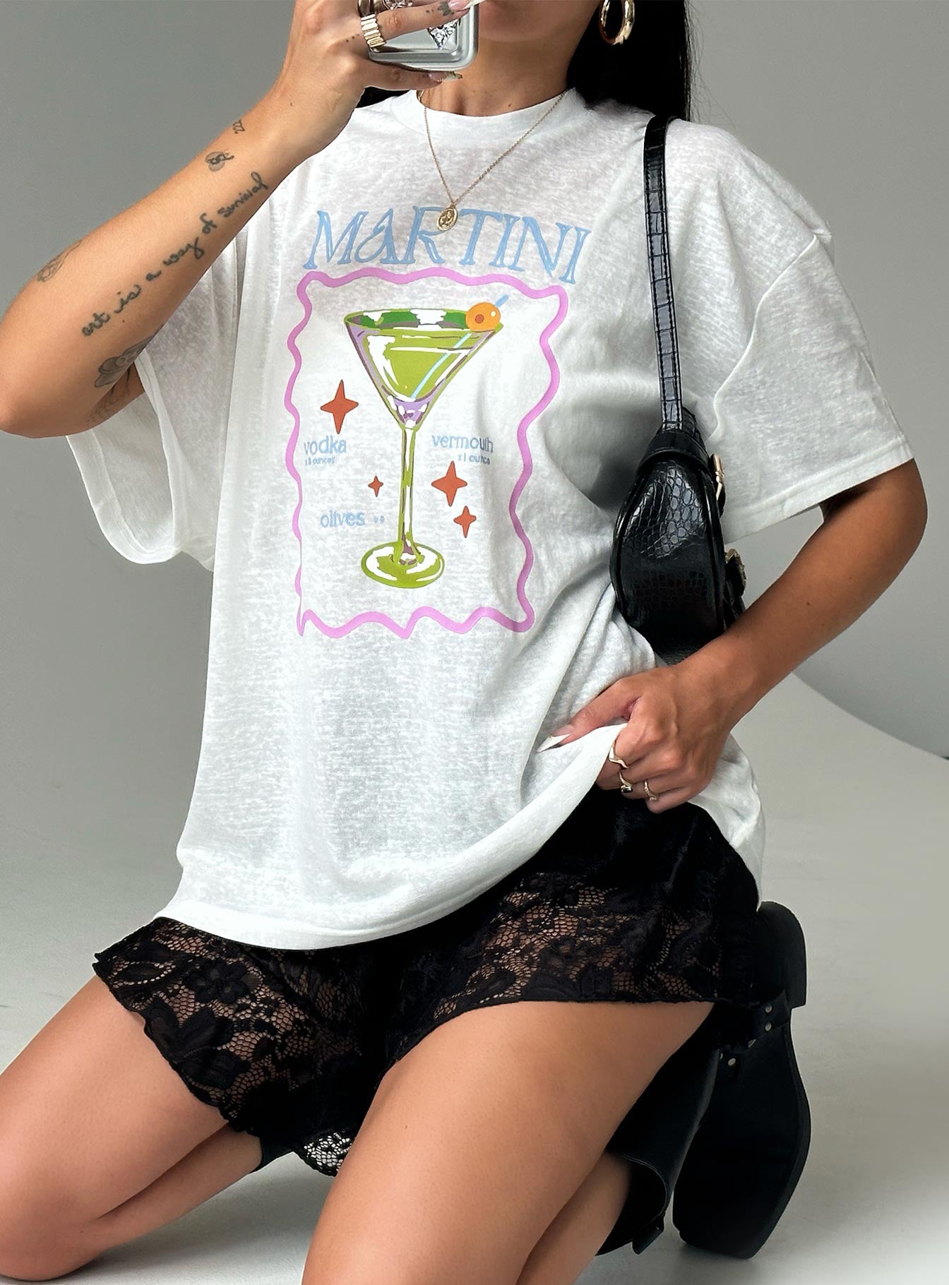Martini Oversized Tee White - Image 9