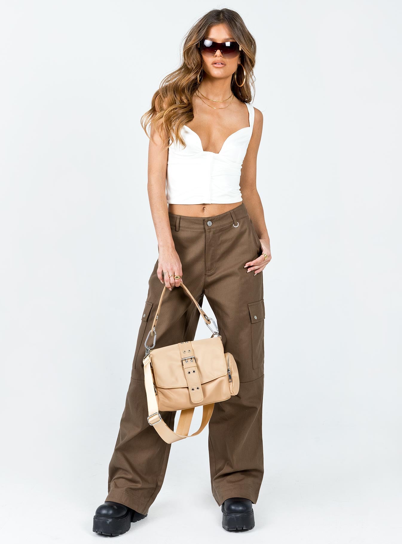 Fallout Mid Rise Cargo Pants Brown - Image 3