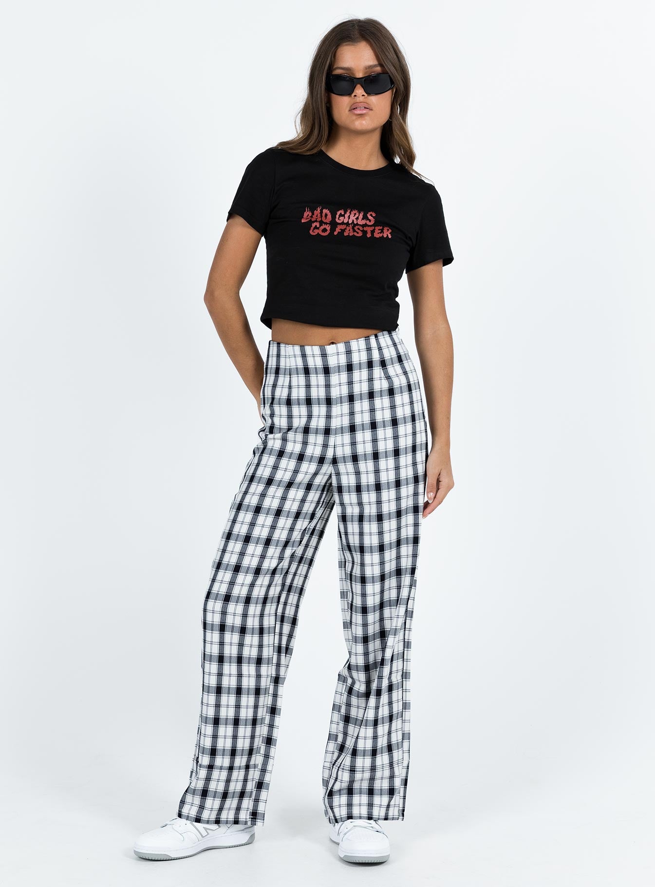 Euros Check Pants Black/White Tall - Image 3