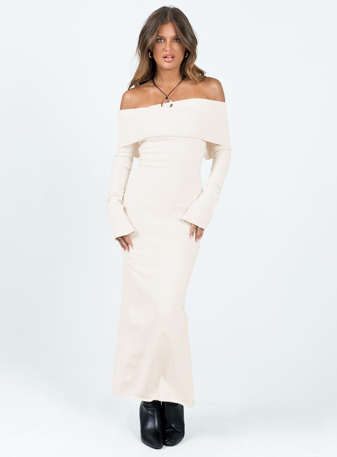 Louden Off The Shoulder Maxi Dress Cream - Image 3