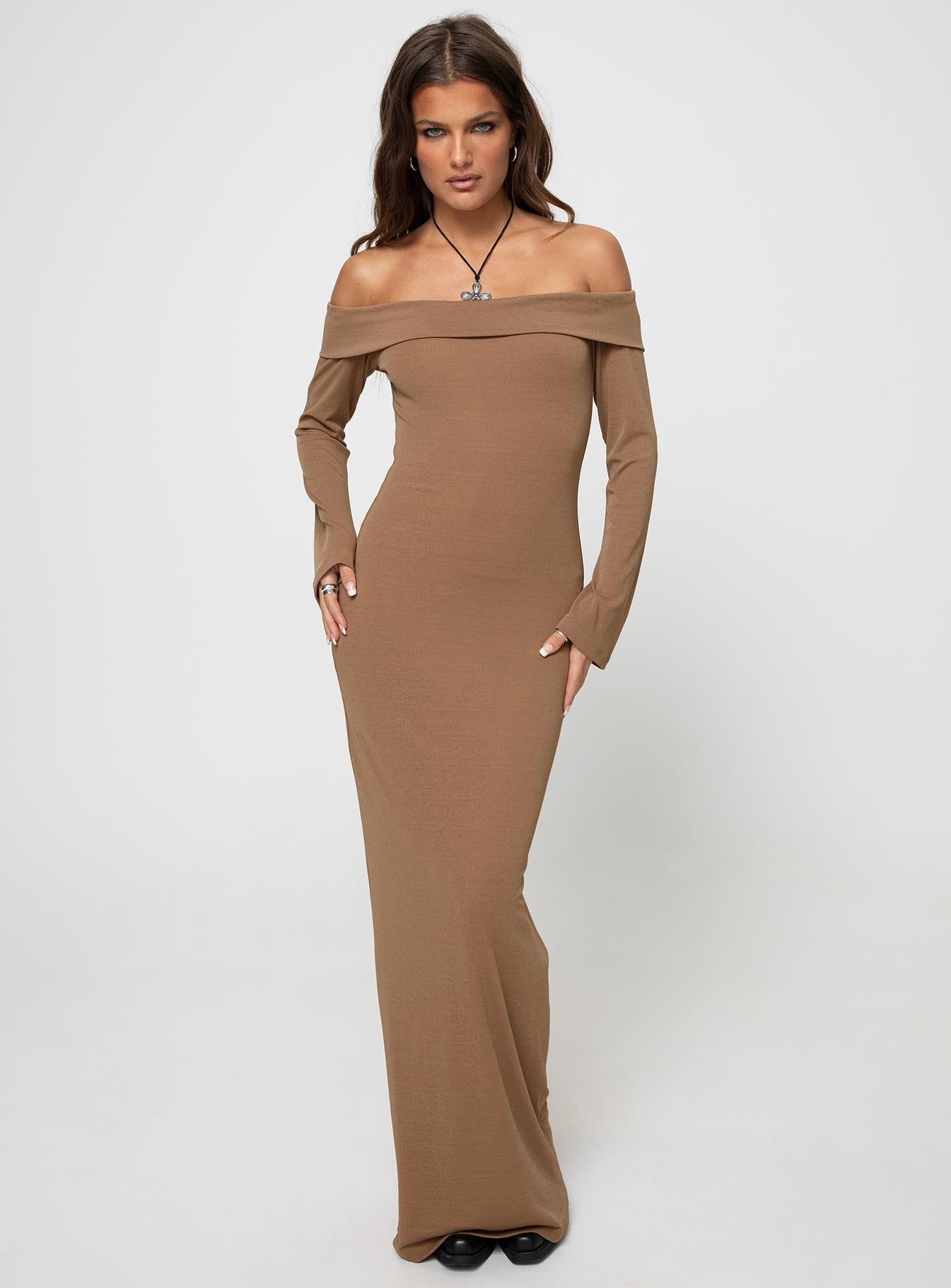 Maida Maxi Dress Light Brown - Image 3