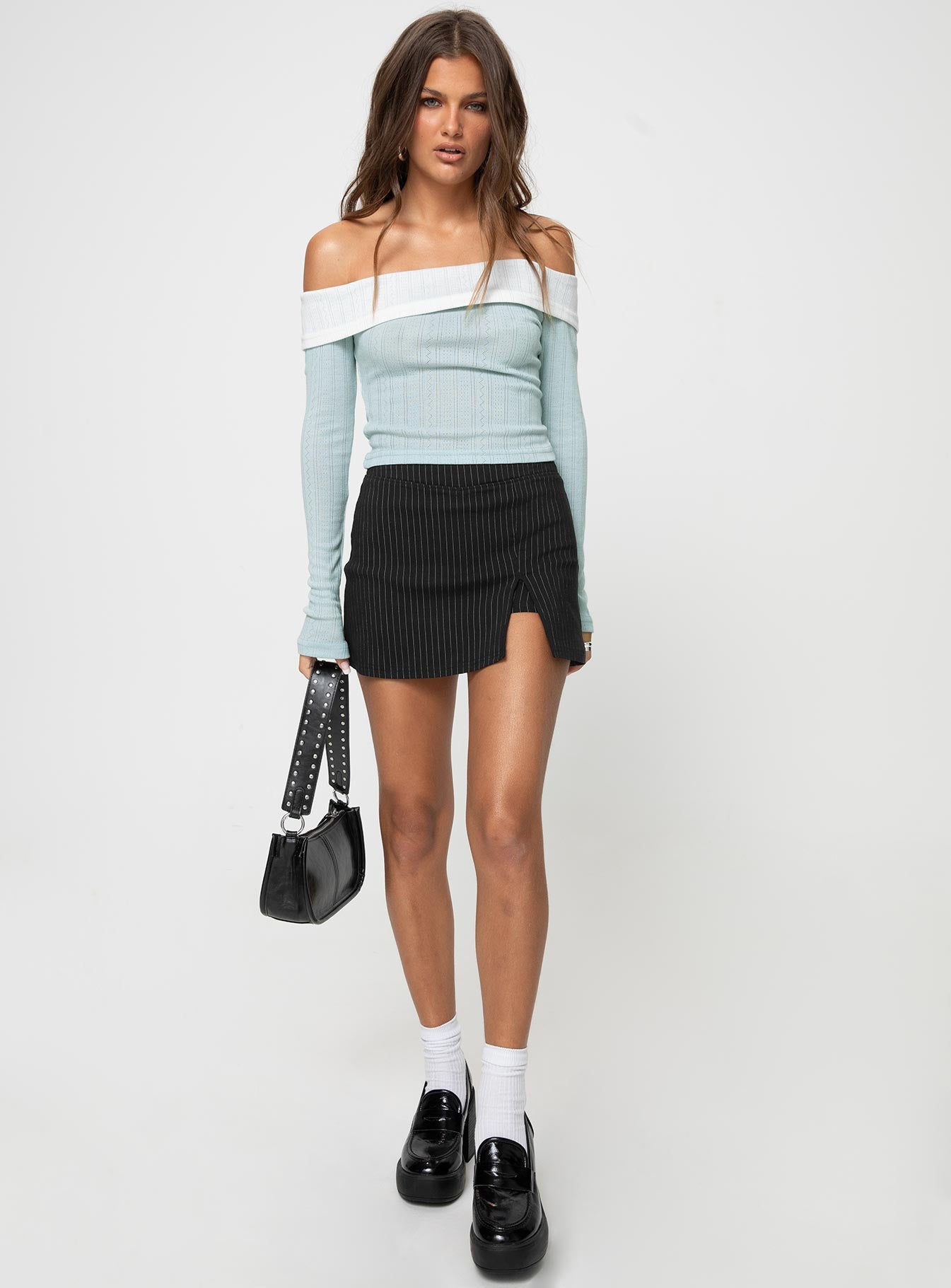 Lylan Off The Shoulder Top Blue - Image 2