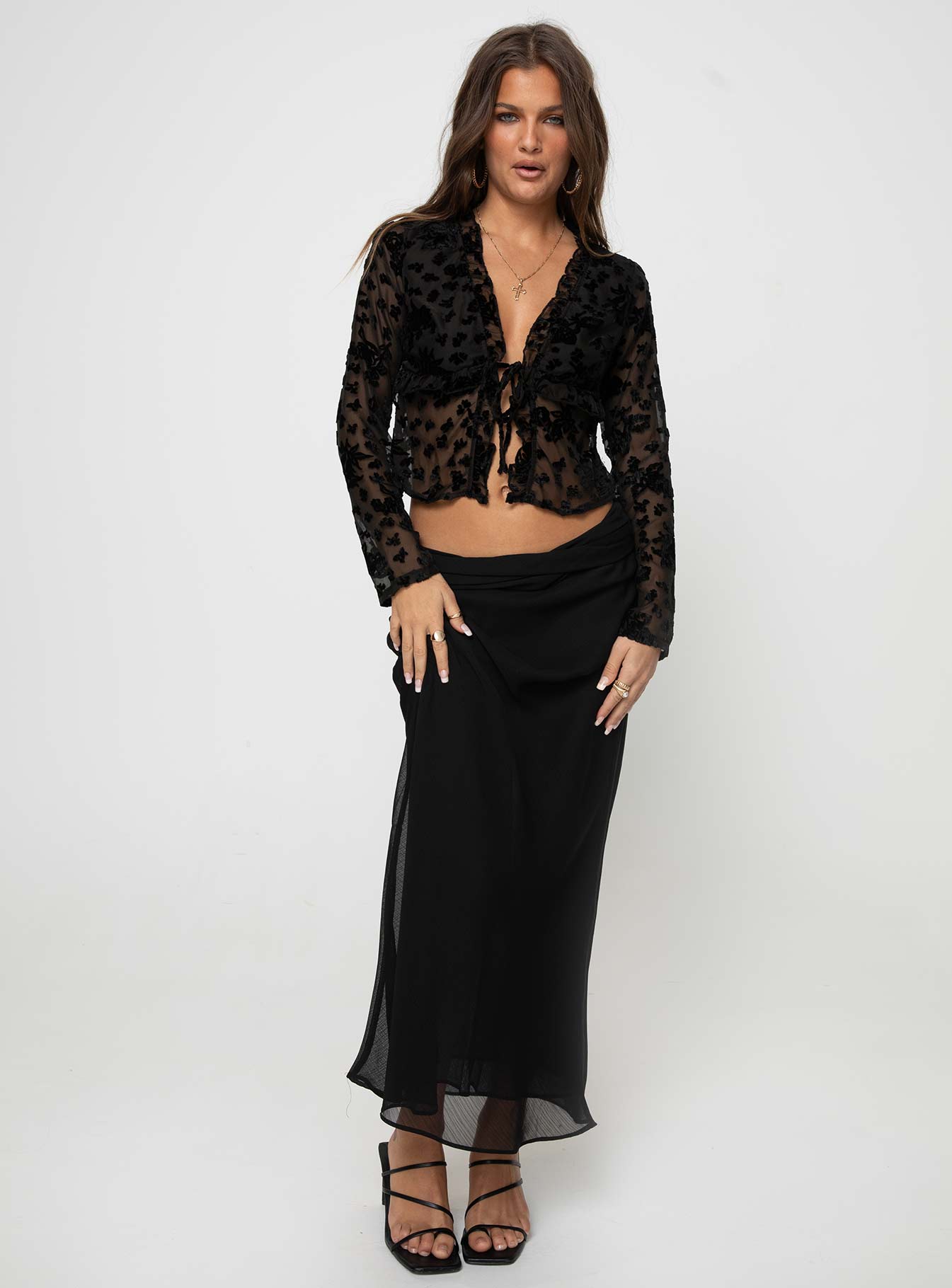 Harriot Long Sleeve Top Black - Image 2