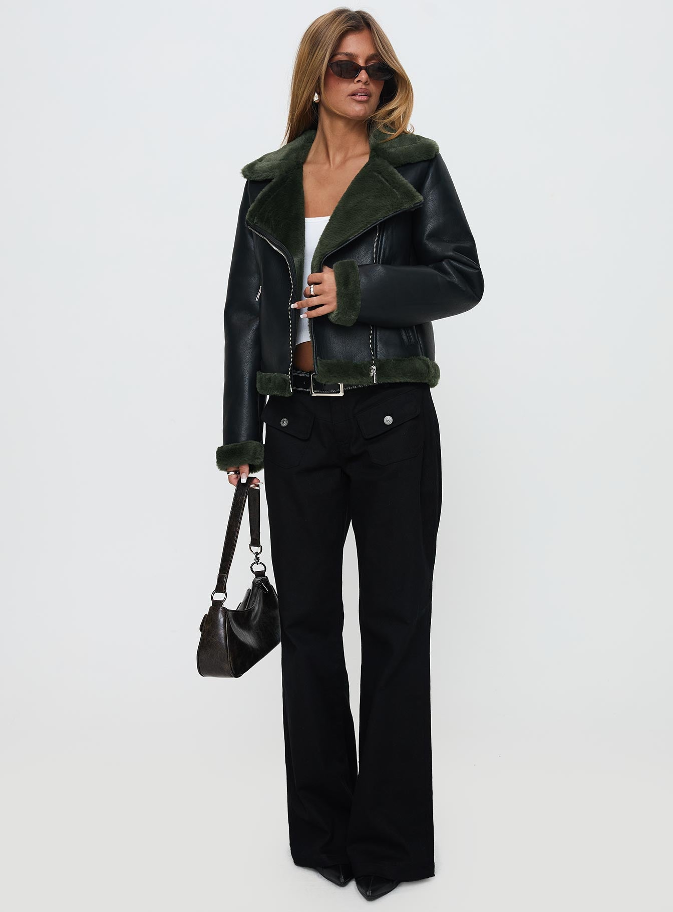 Phaidra Faux Leather Jacket Black - Image 2