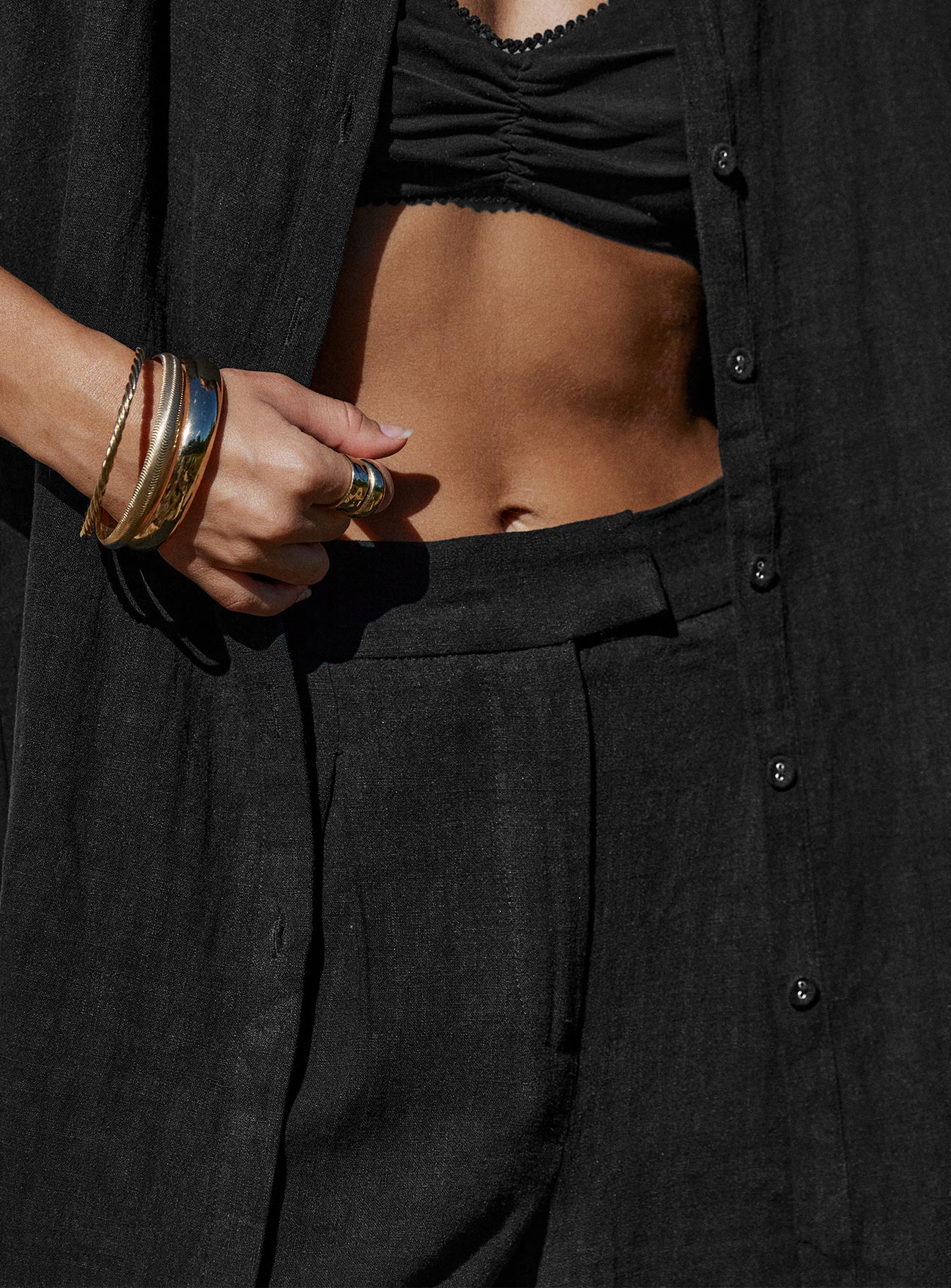 Zenia Linen Blend Pants Black - Image 2