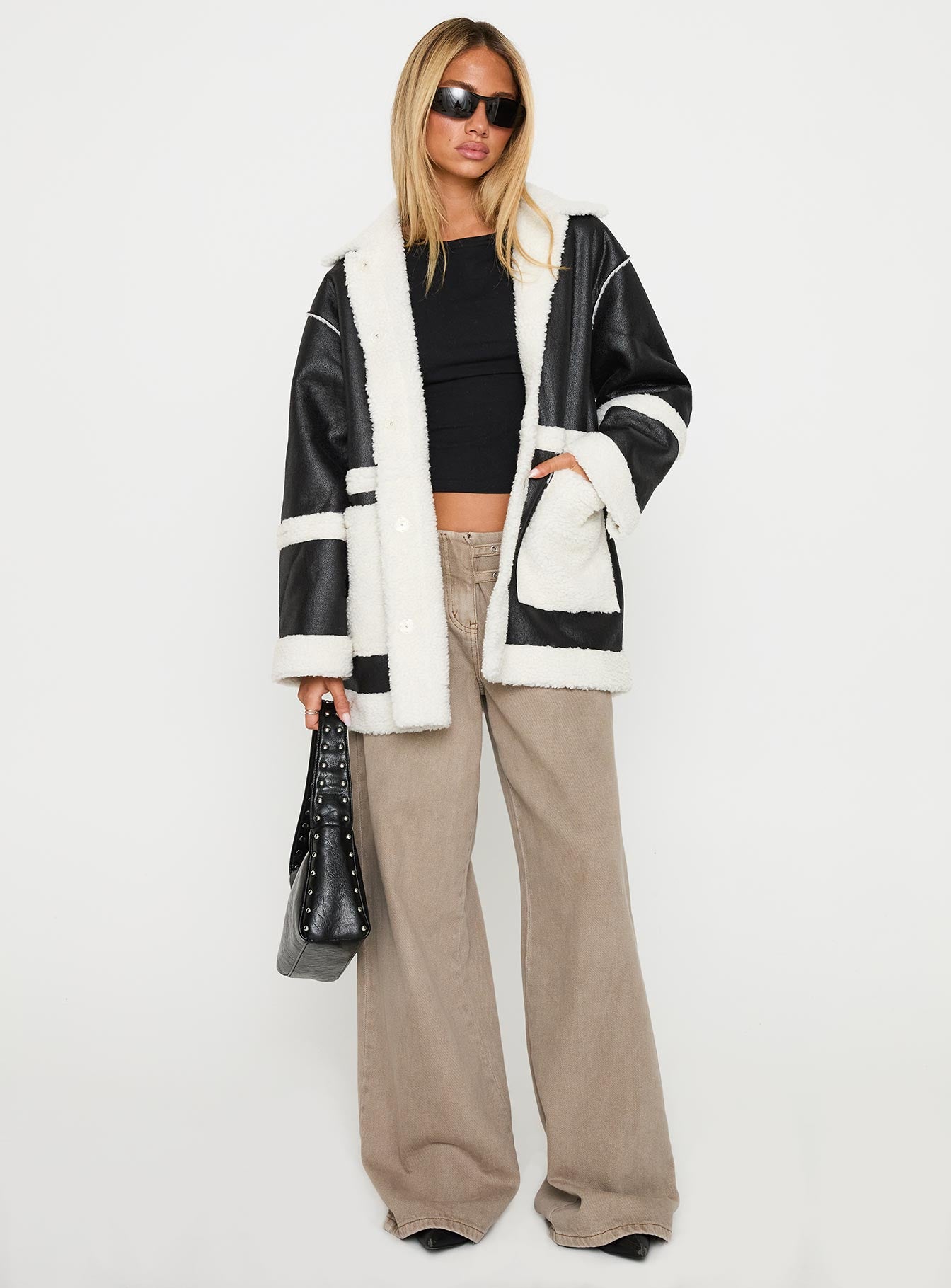 Lexie Faux Leather Jacket Black - Image 3