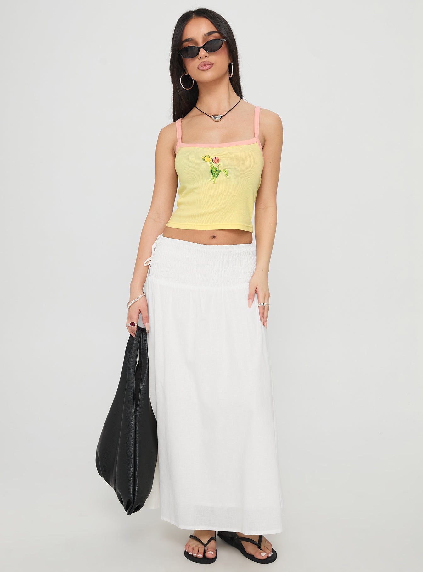 Vence Ruched Maxi Skirt White - Image 3