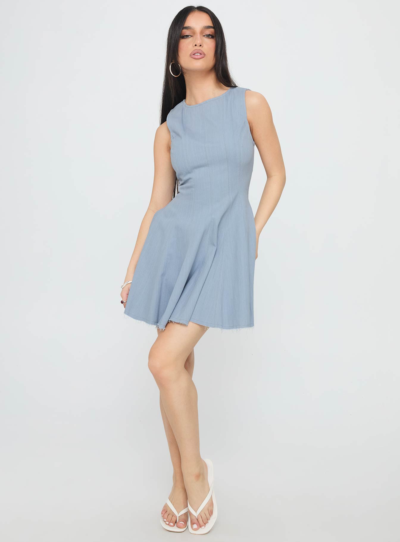 Composure Pleat Mini Dress Blue - Image 2
