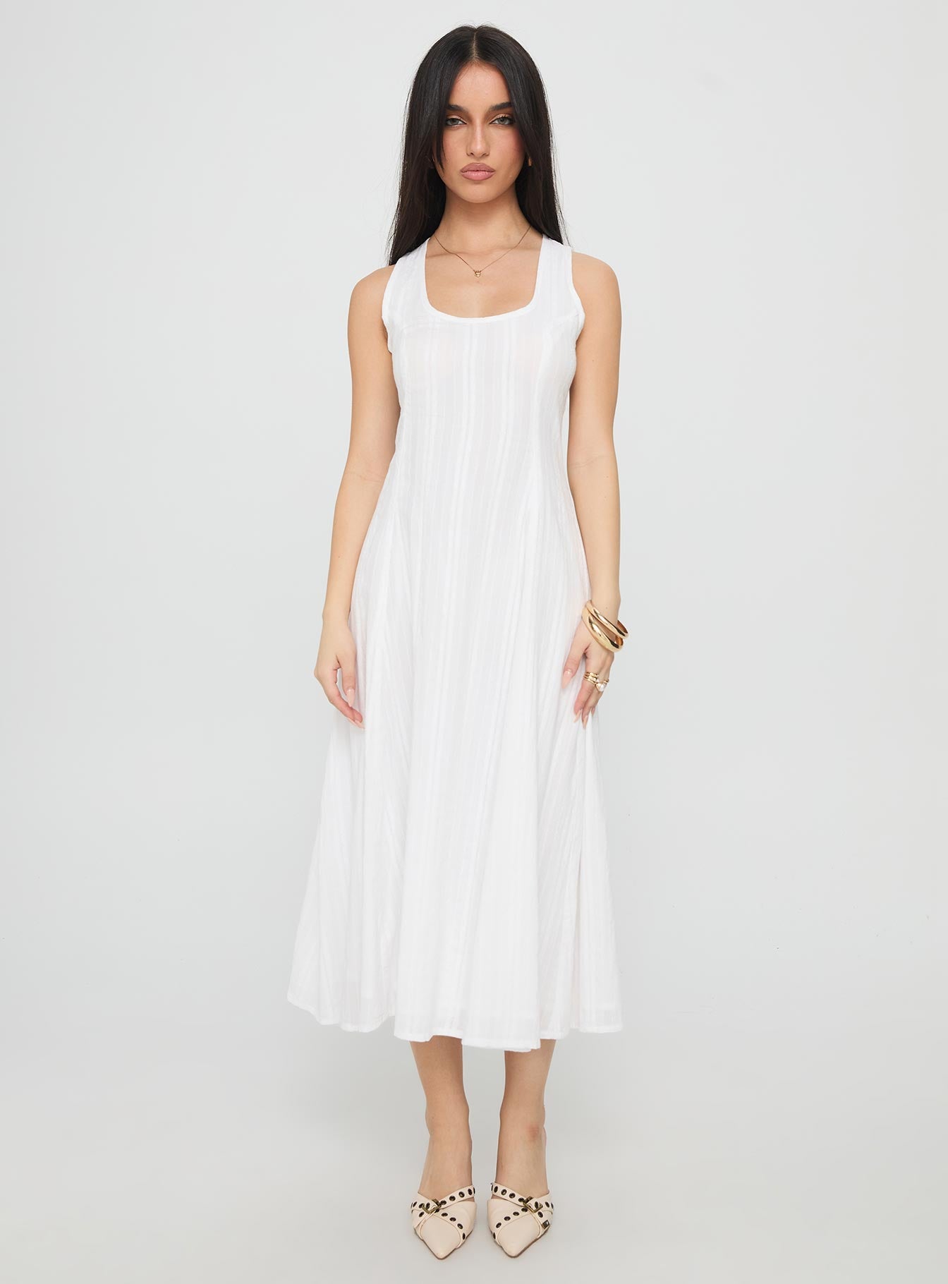 Forever Loved Panelled Midi Dress White - Image 3