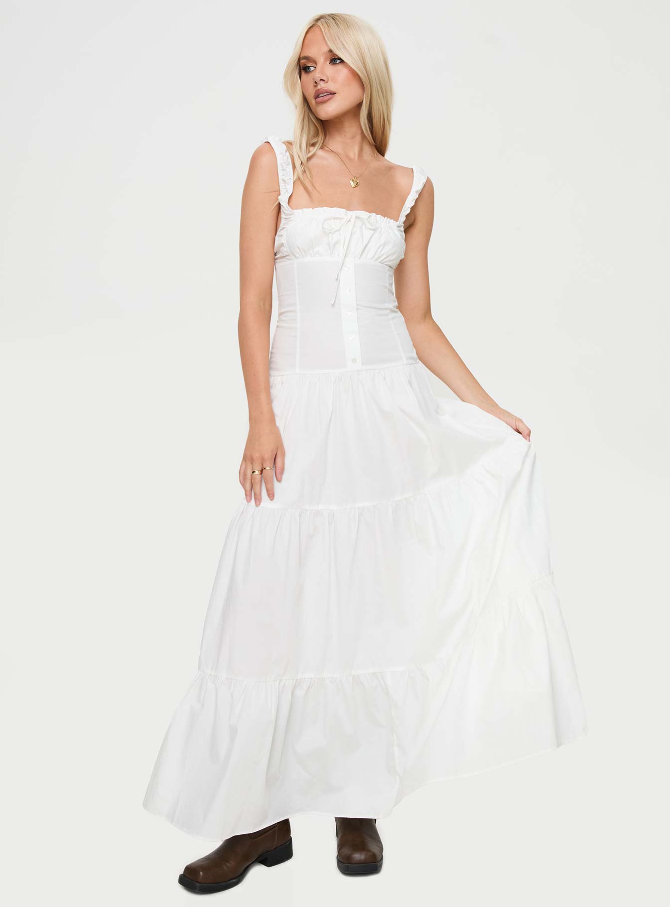 Heart Shaped Maxi Dress White - Image 3