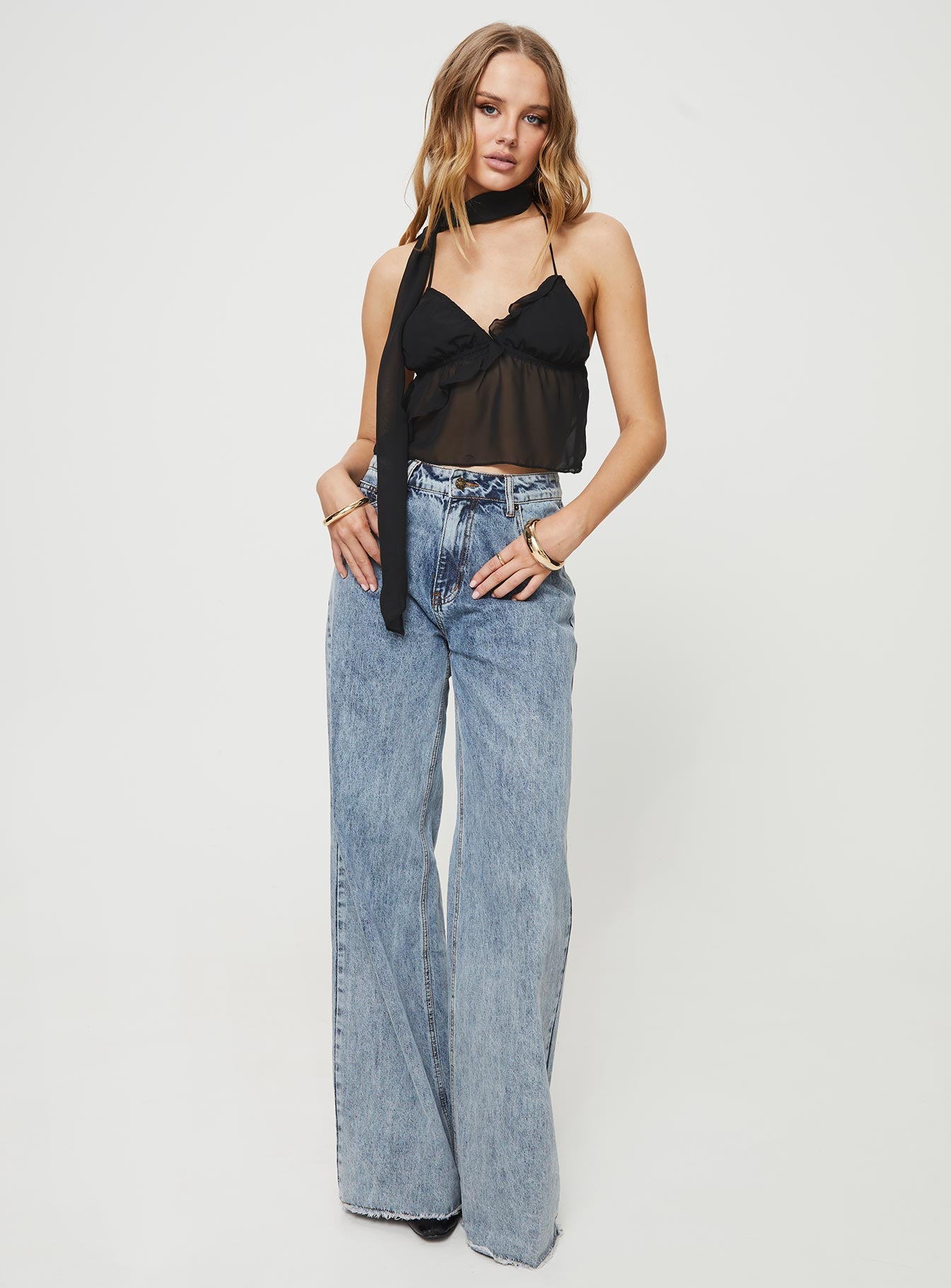 Demi Frill Top Black - Image 3