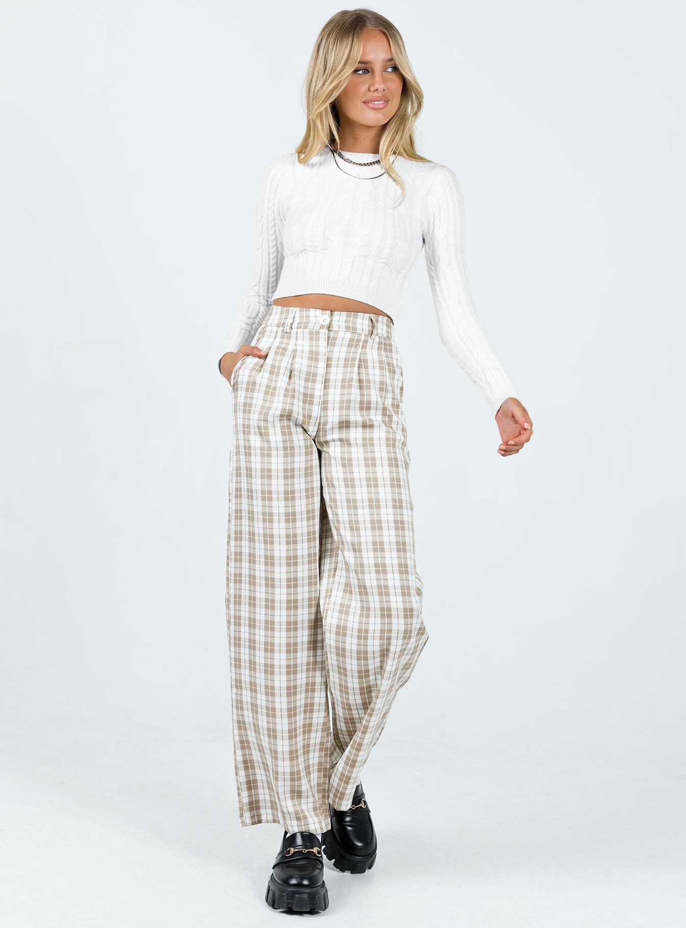 Archer Pants Beige Plaid - Image 3