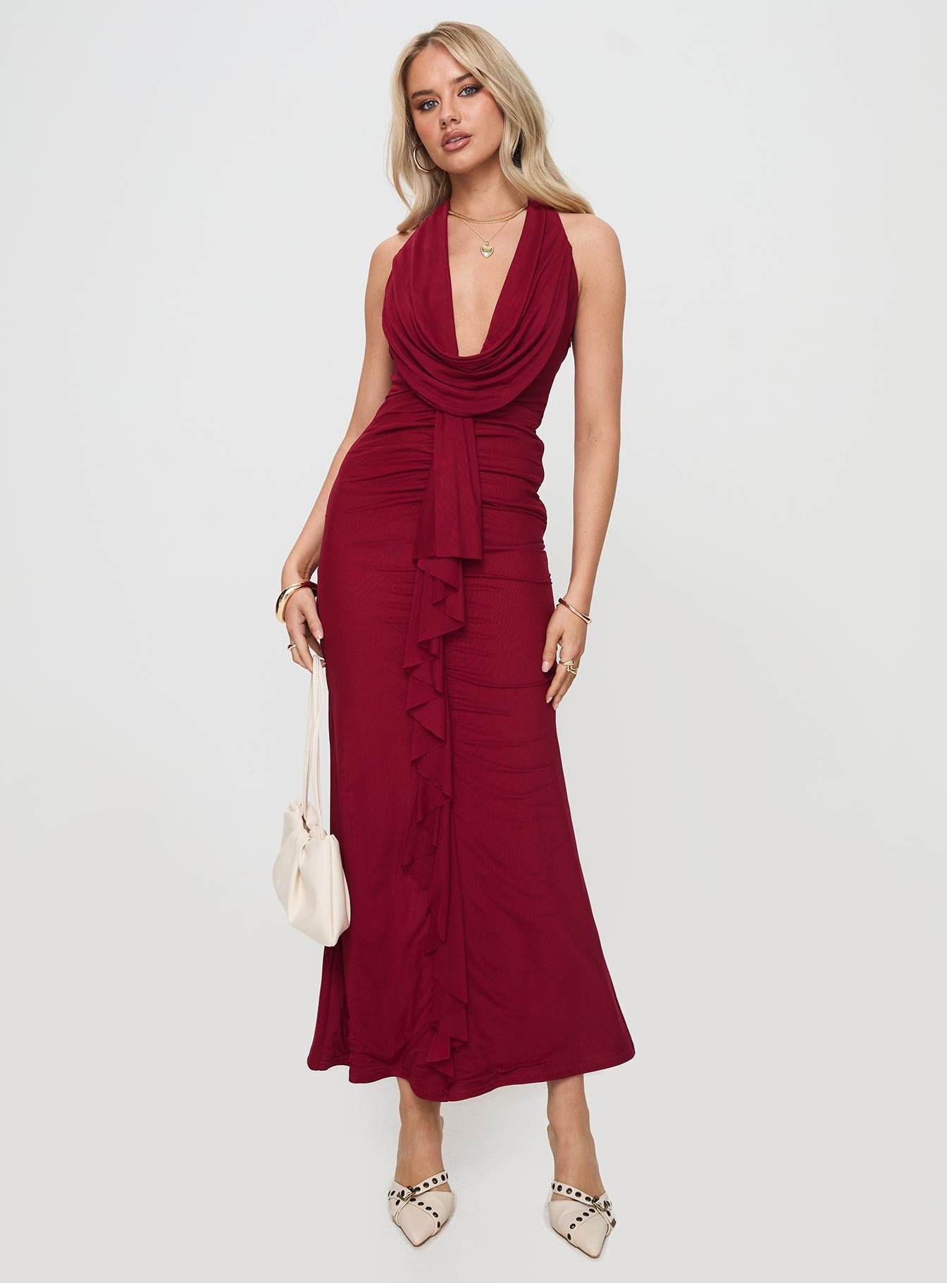 Corzetti Maxi Dress Burgundy - Image 3