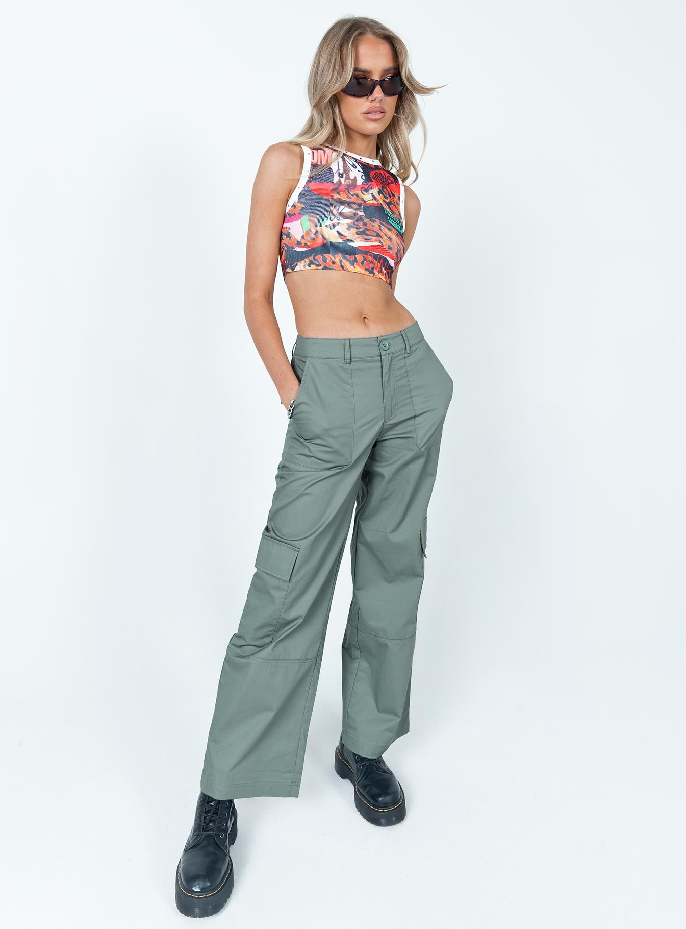 Luna Mid Rise Cargo Pants Grey - Image 3