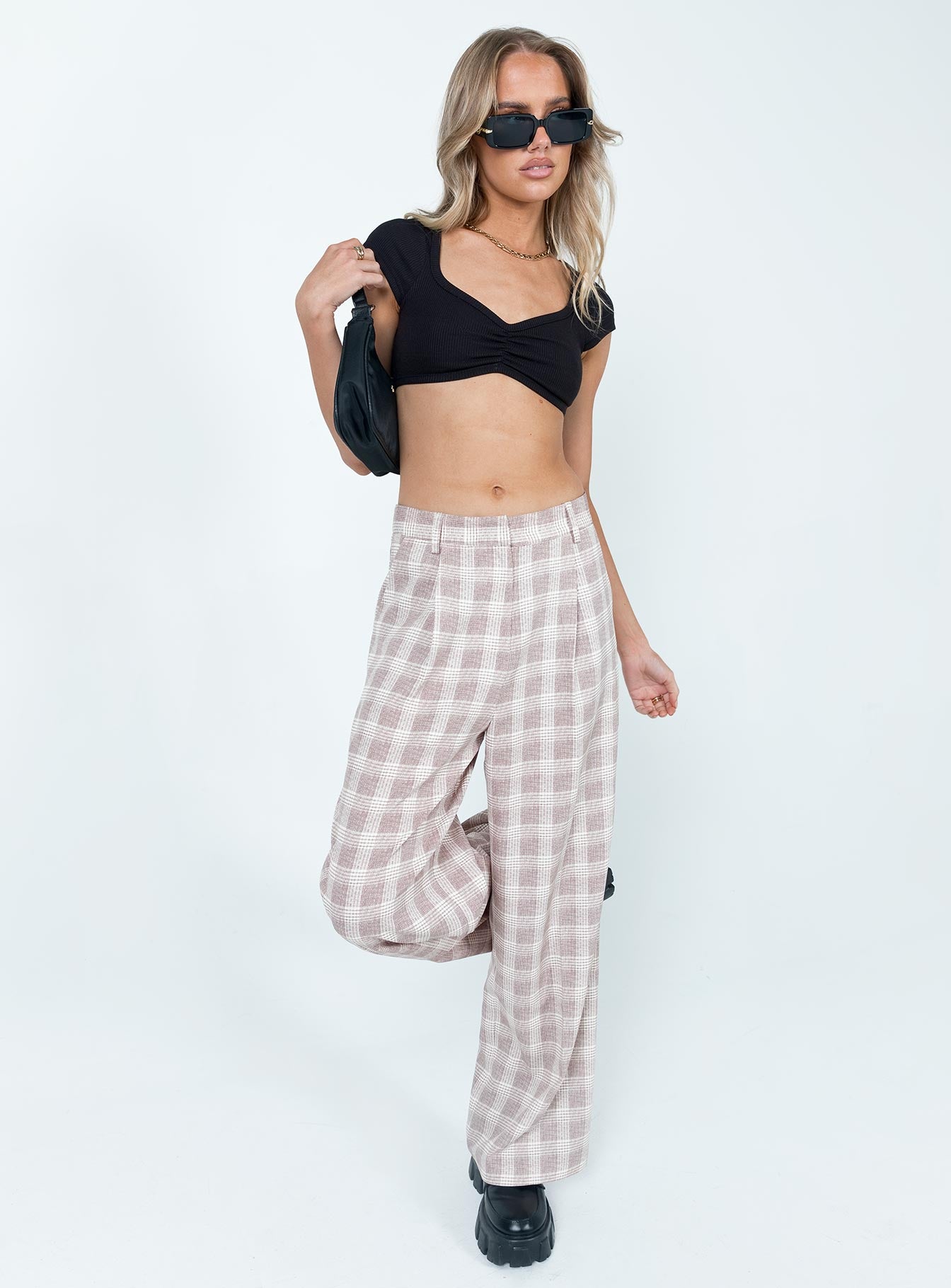 Mulholland Pants Beige Plaid - Image 3