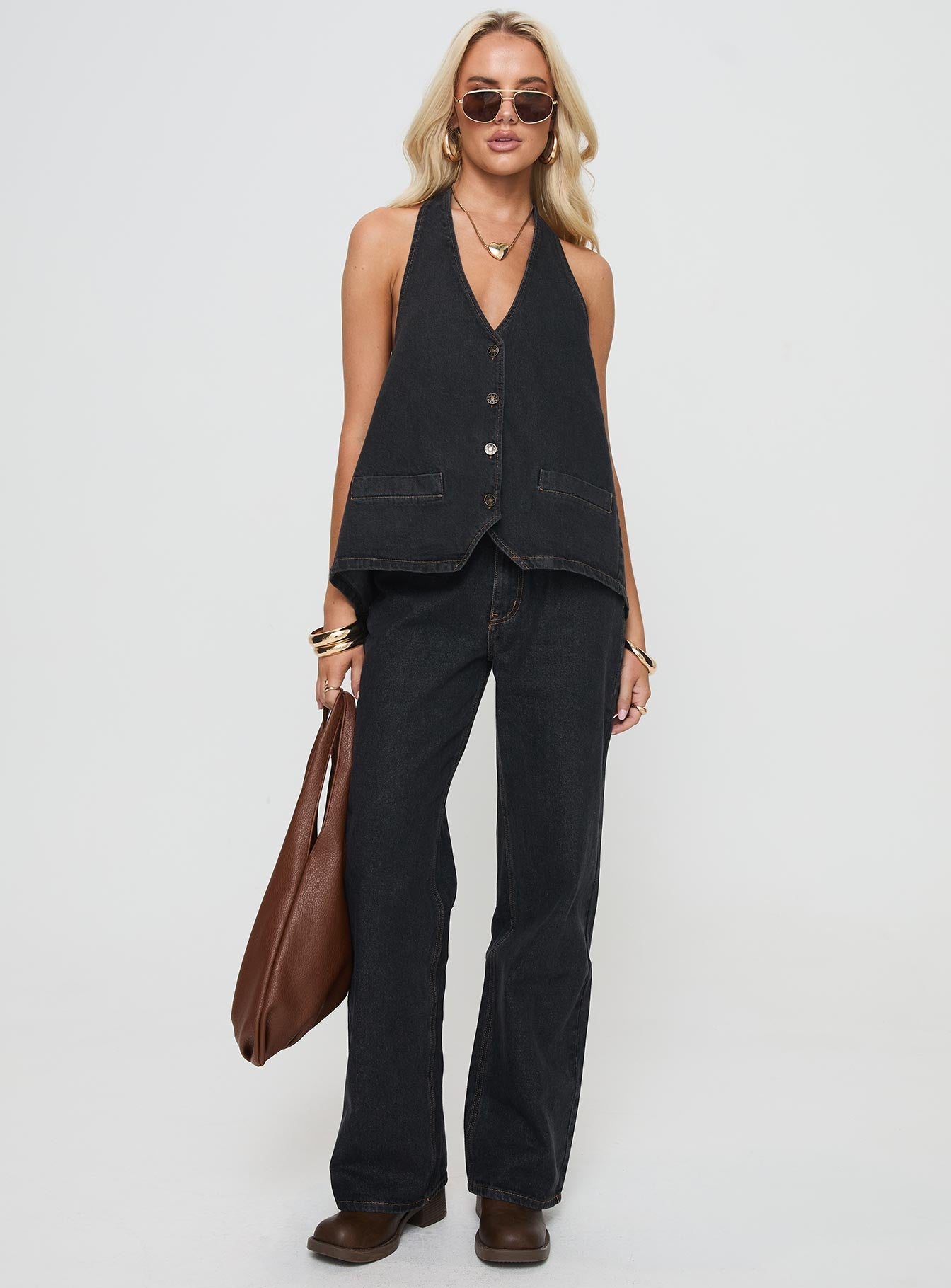 Top Model Low Rise Straight Leg Jeans Charcoal - Image 3