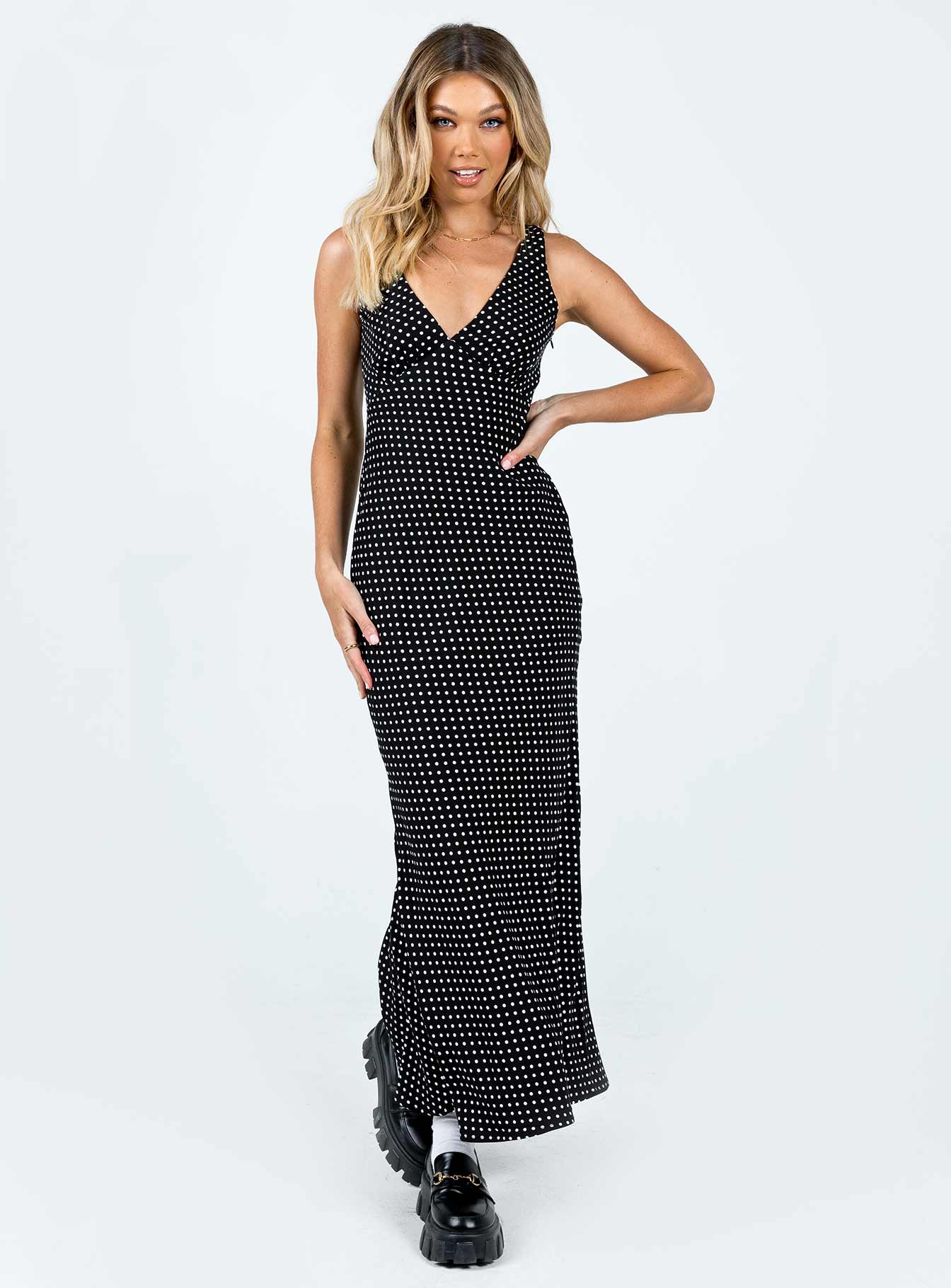 Nellie Maxi Dress Black Polka Dot - Image 3