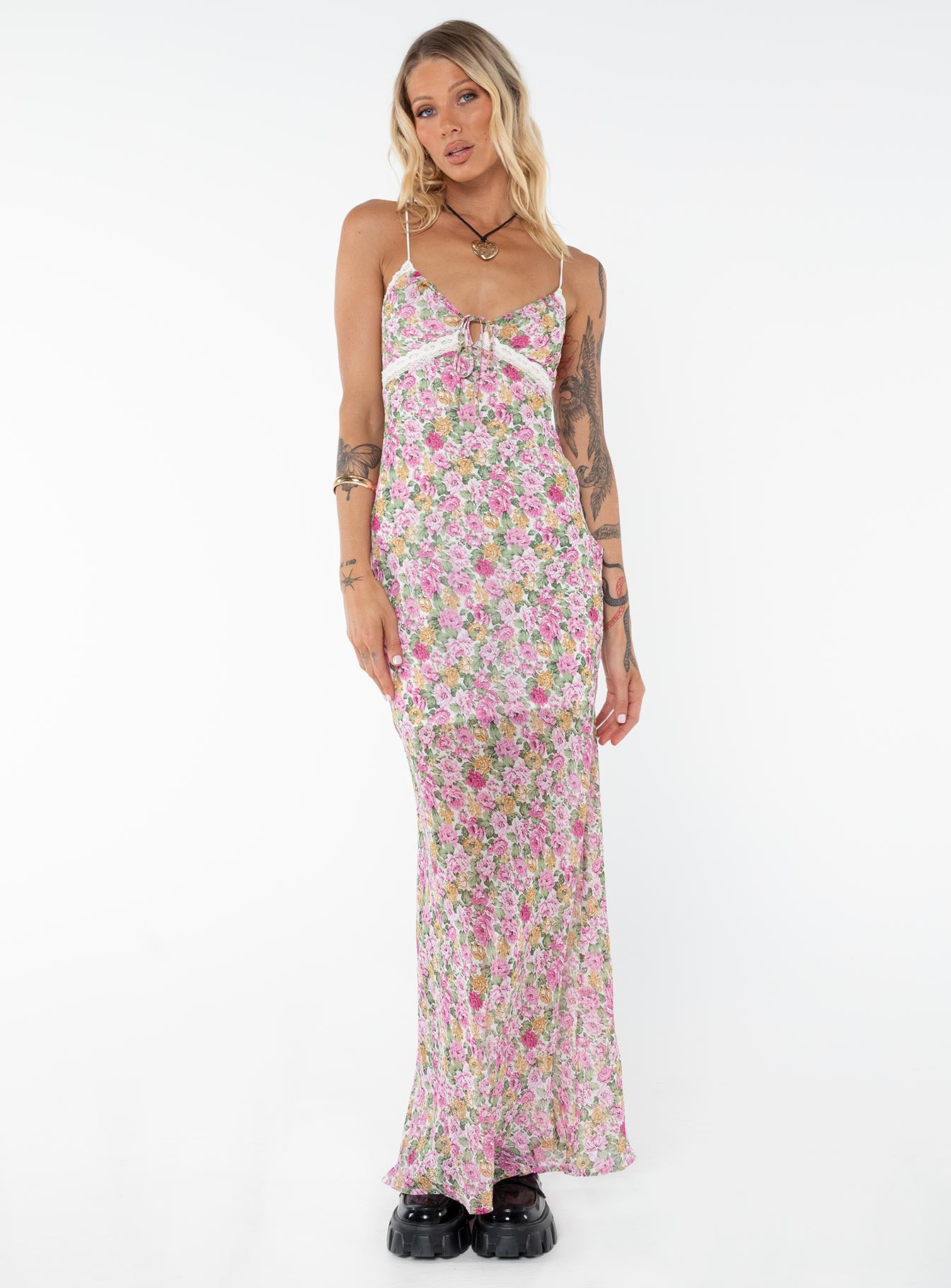 Emily Maxi Dress Pink Floral Tall - Image 3