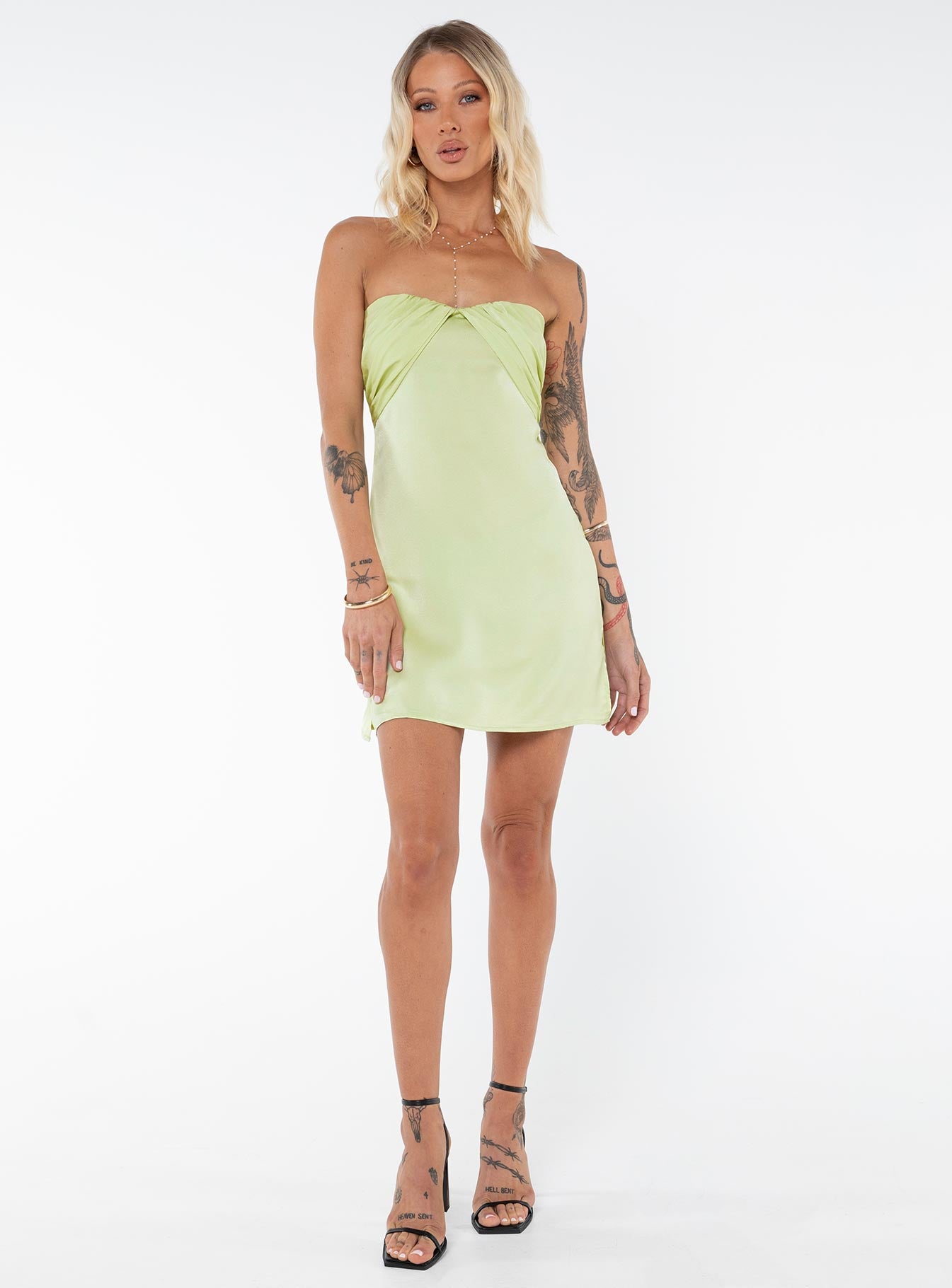 Irena Strapless Mini Dress Green Tall - Image 3