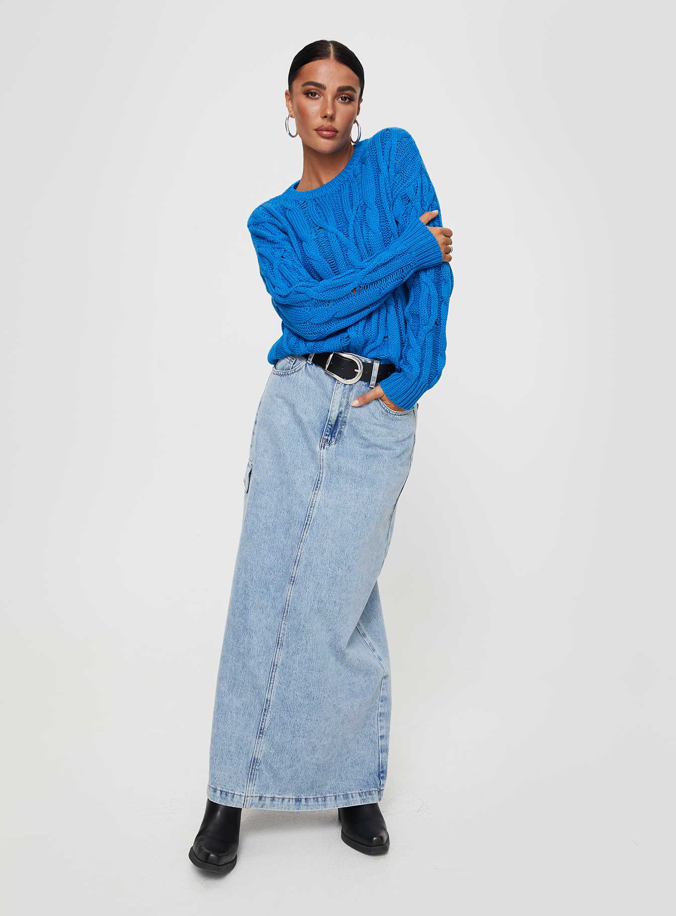 Stiles Cable Knit Sweater Blue - Image 3