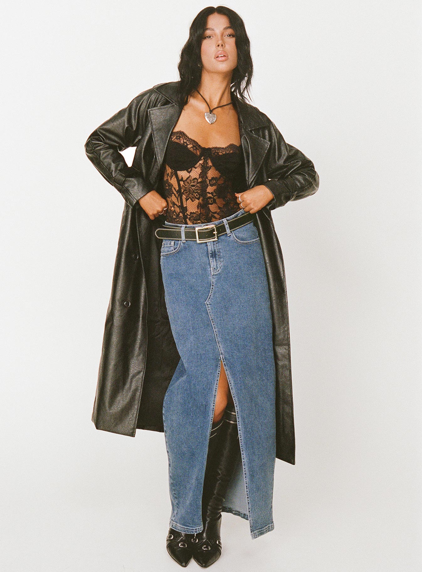 Batkins Maxi Skirt Dark Wash Denim - Image 2