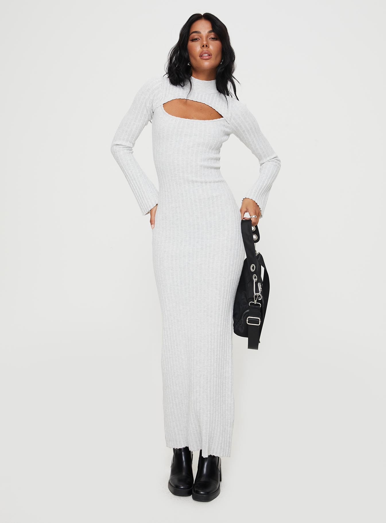 Karia Long Sleeve Maxi Dress Grey - Image 3