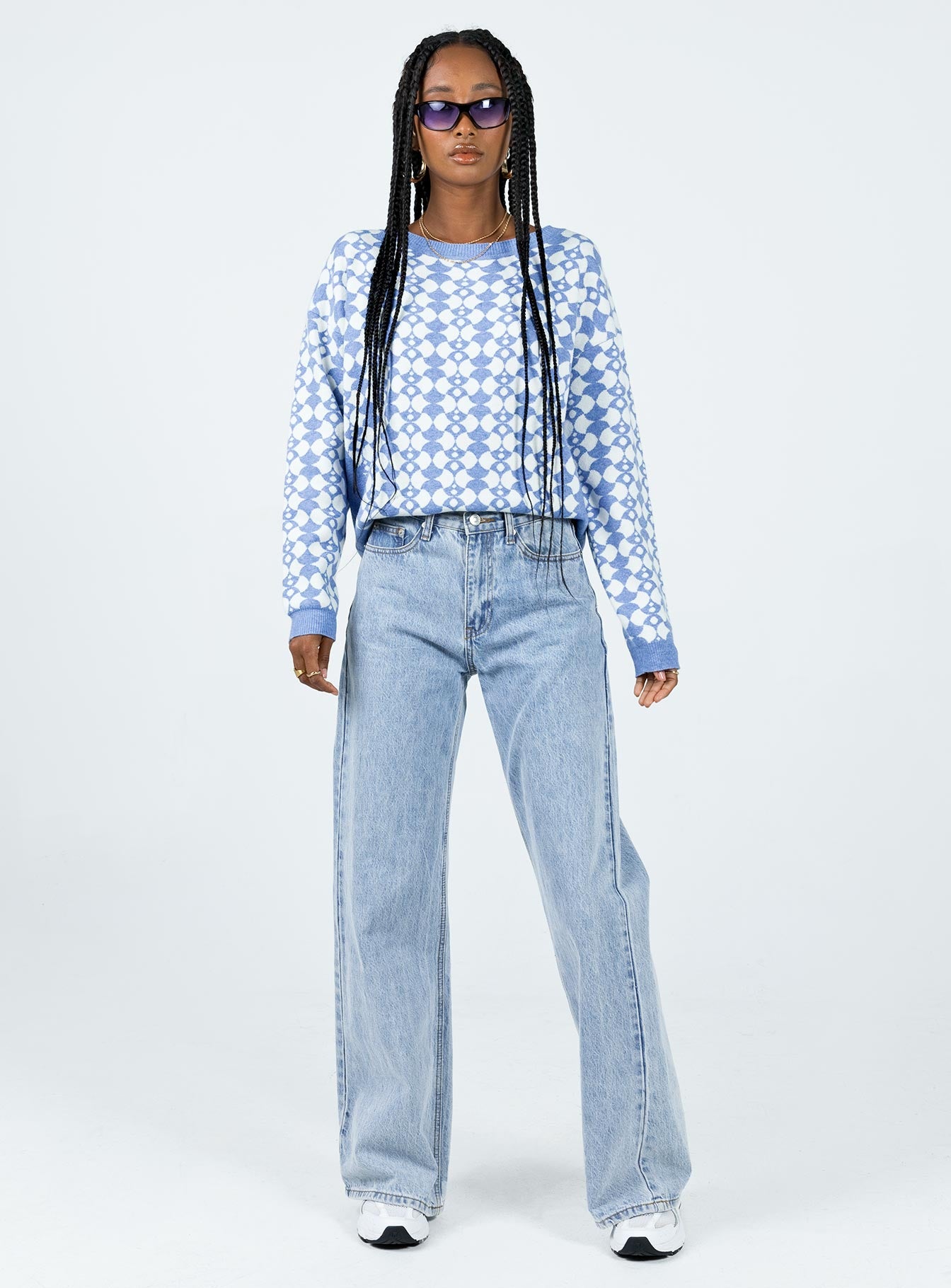 Elewa Geo Sweater Blue / White - Image 2