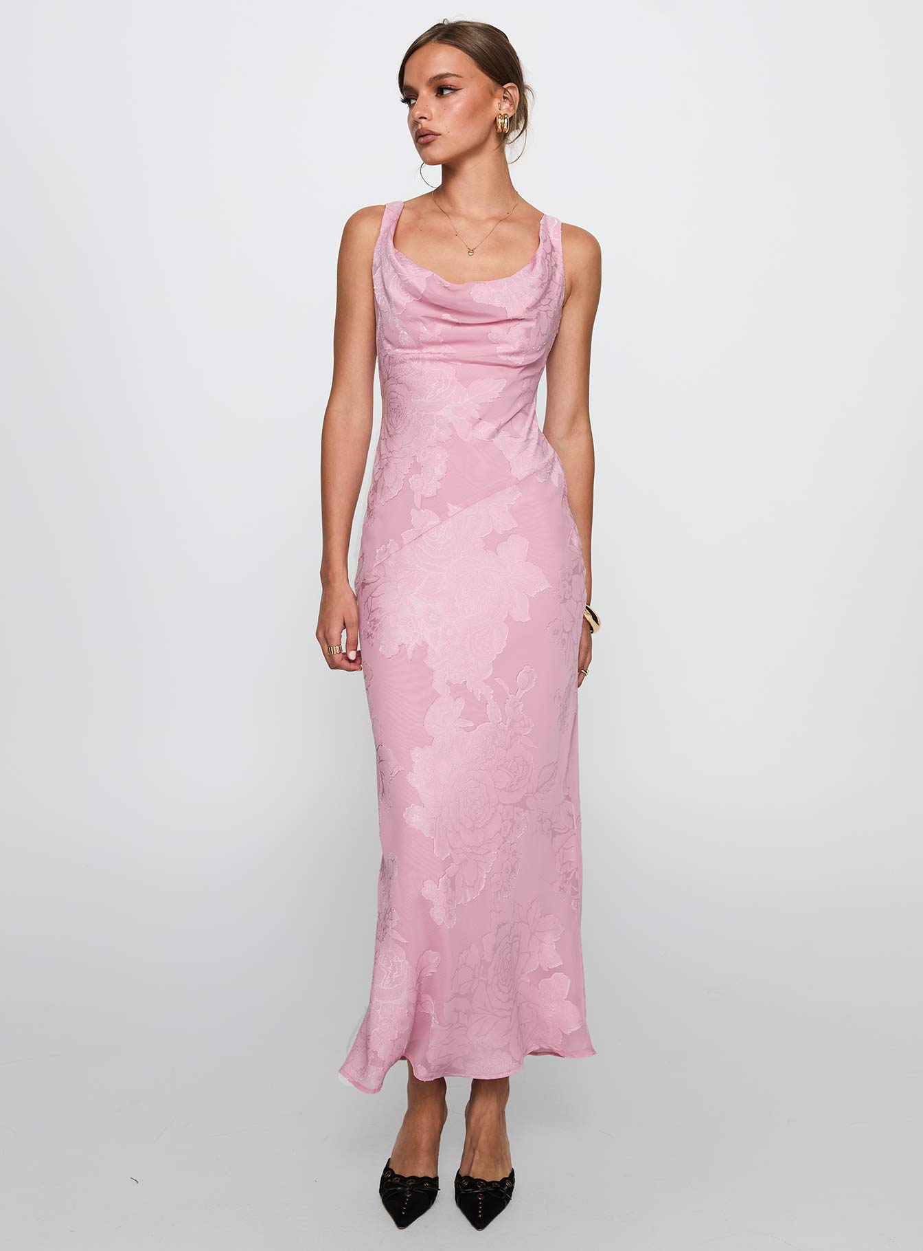 Brietta Cowl Maxi Dress Pink - Image 2